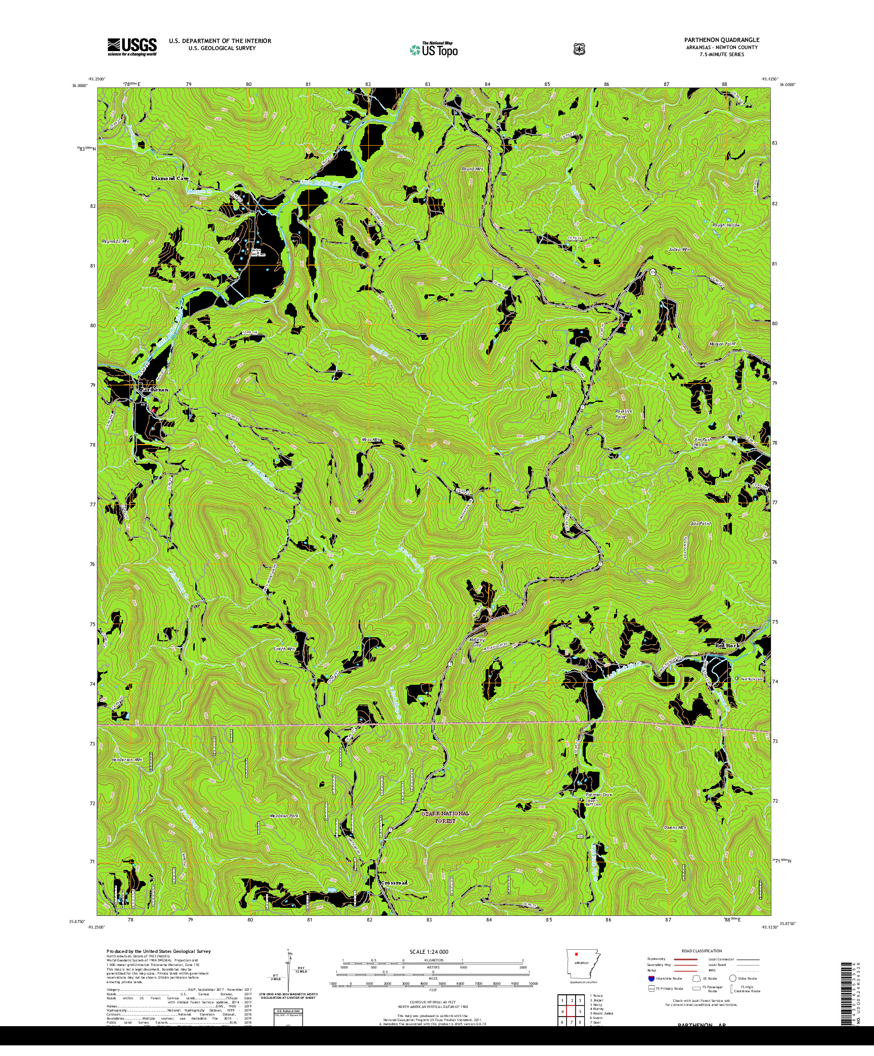 USGS US TOPO 7.5-MINUTE MAP FOR PARTHENON, AR 2020