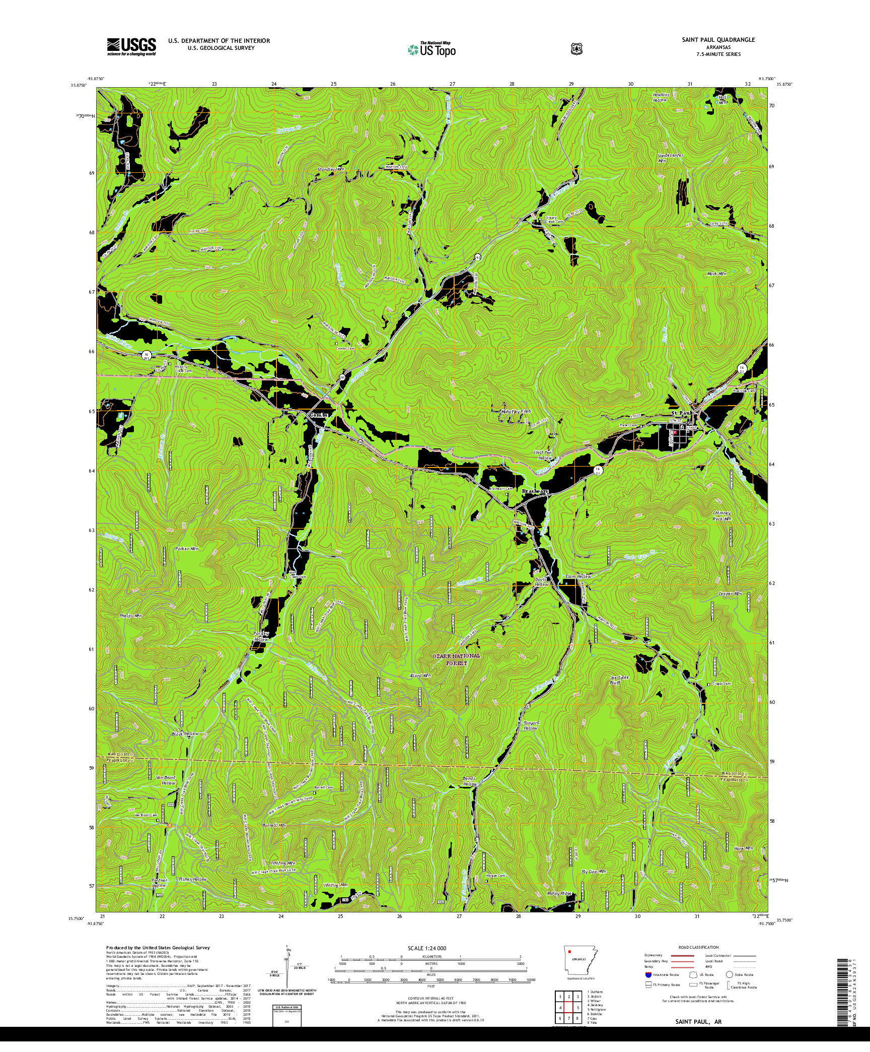 USGS US TOPO 7.5-MINUTE MAP FOR SAINT PAUL, AR 2020