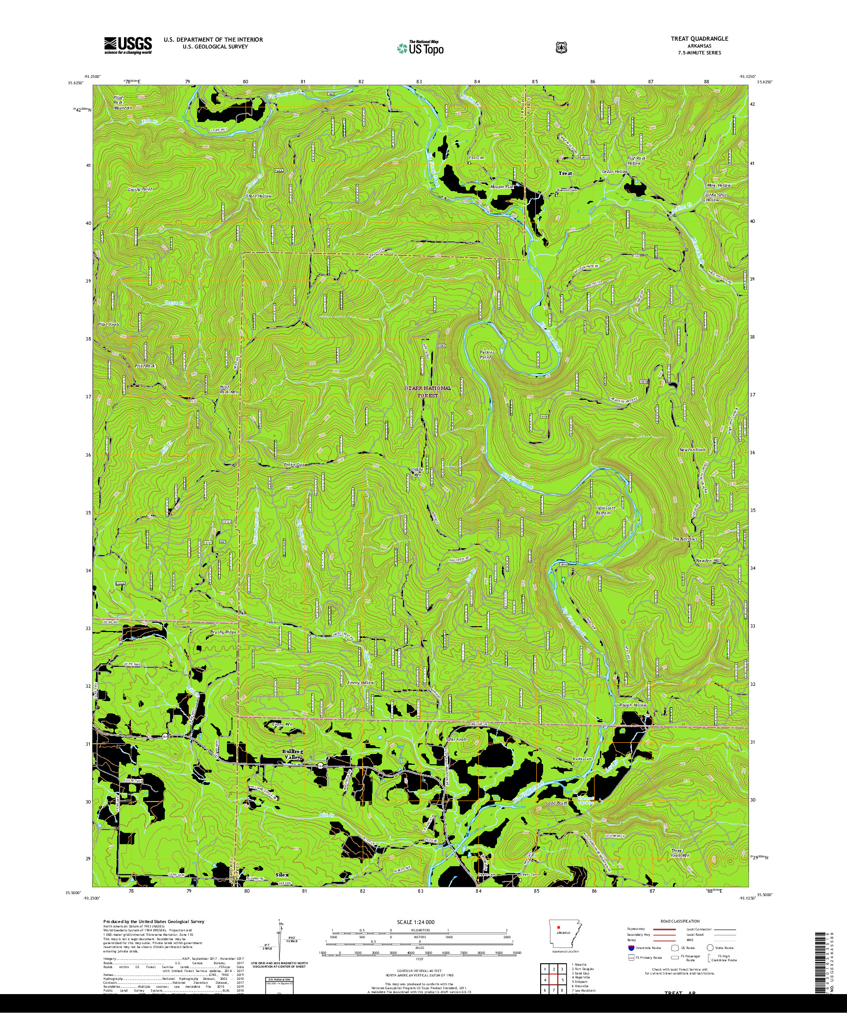 USGS US TOPO 7.5-MINUTE MAP FOR TREAT, AR 2020