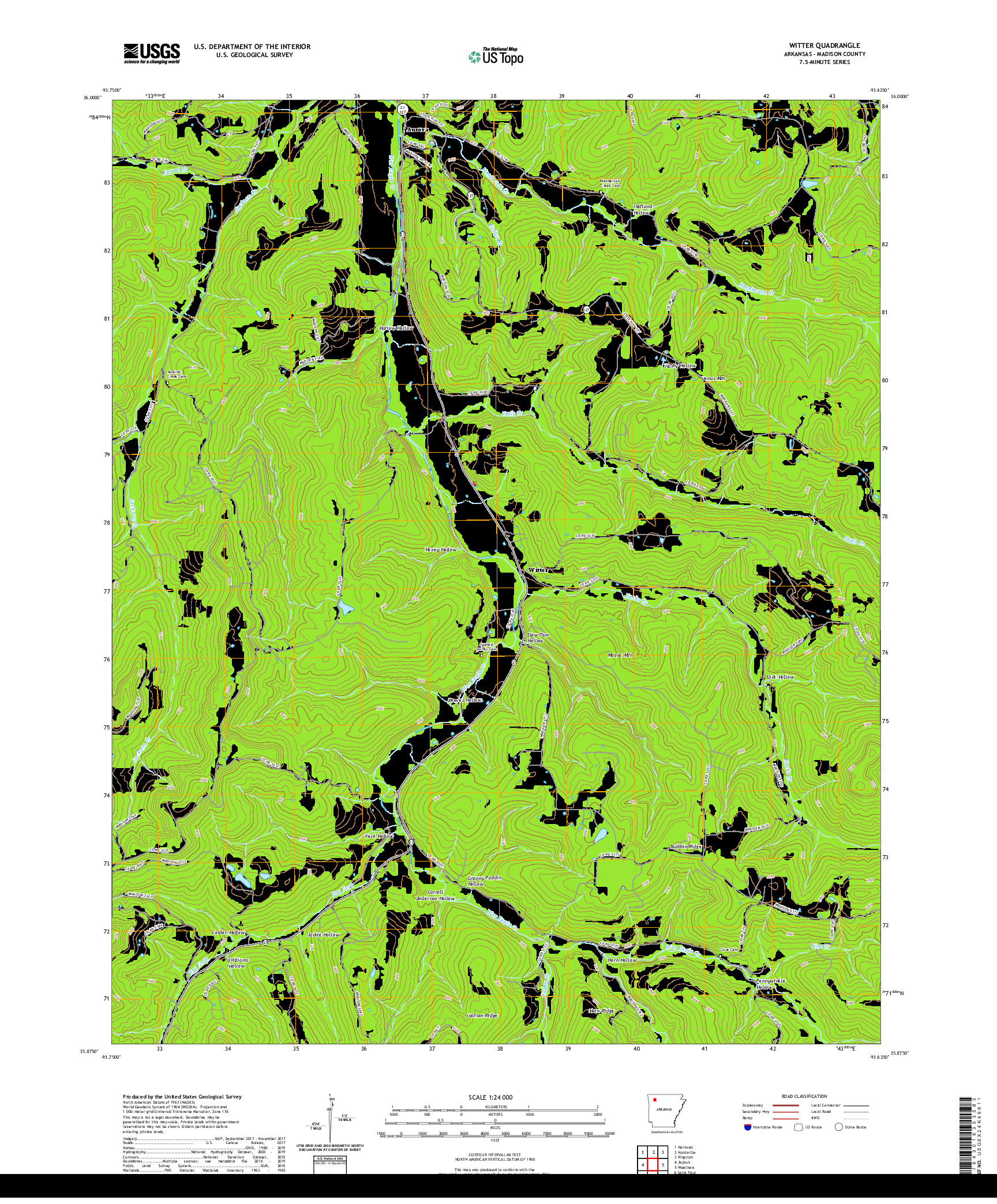 USGS US TOPO 7.5-MINUTE MAP FOR WITTER, AR 2020