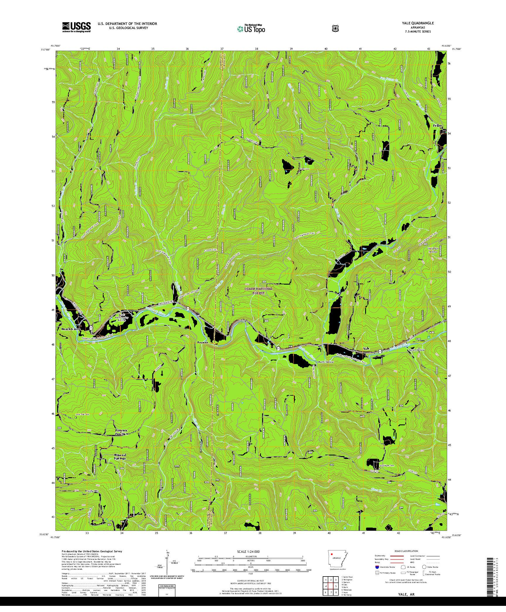 USGS US TOPO 7.5-MINUTE MAP FOR YALE, AR 2020