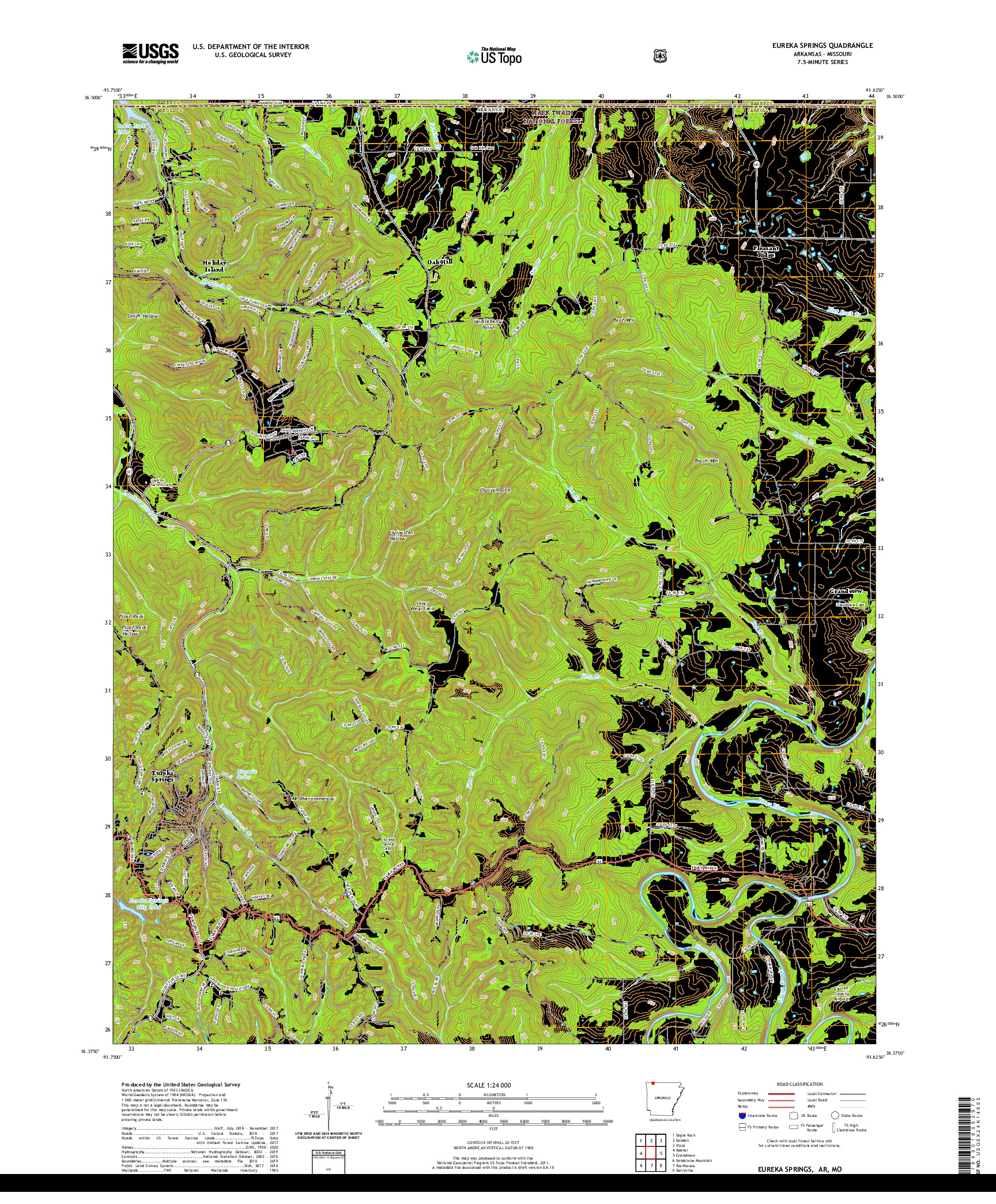 USGS US TOPO 7.5-MINUTE MAP FOR EUREKA SPRINGS, AR,MO 2020