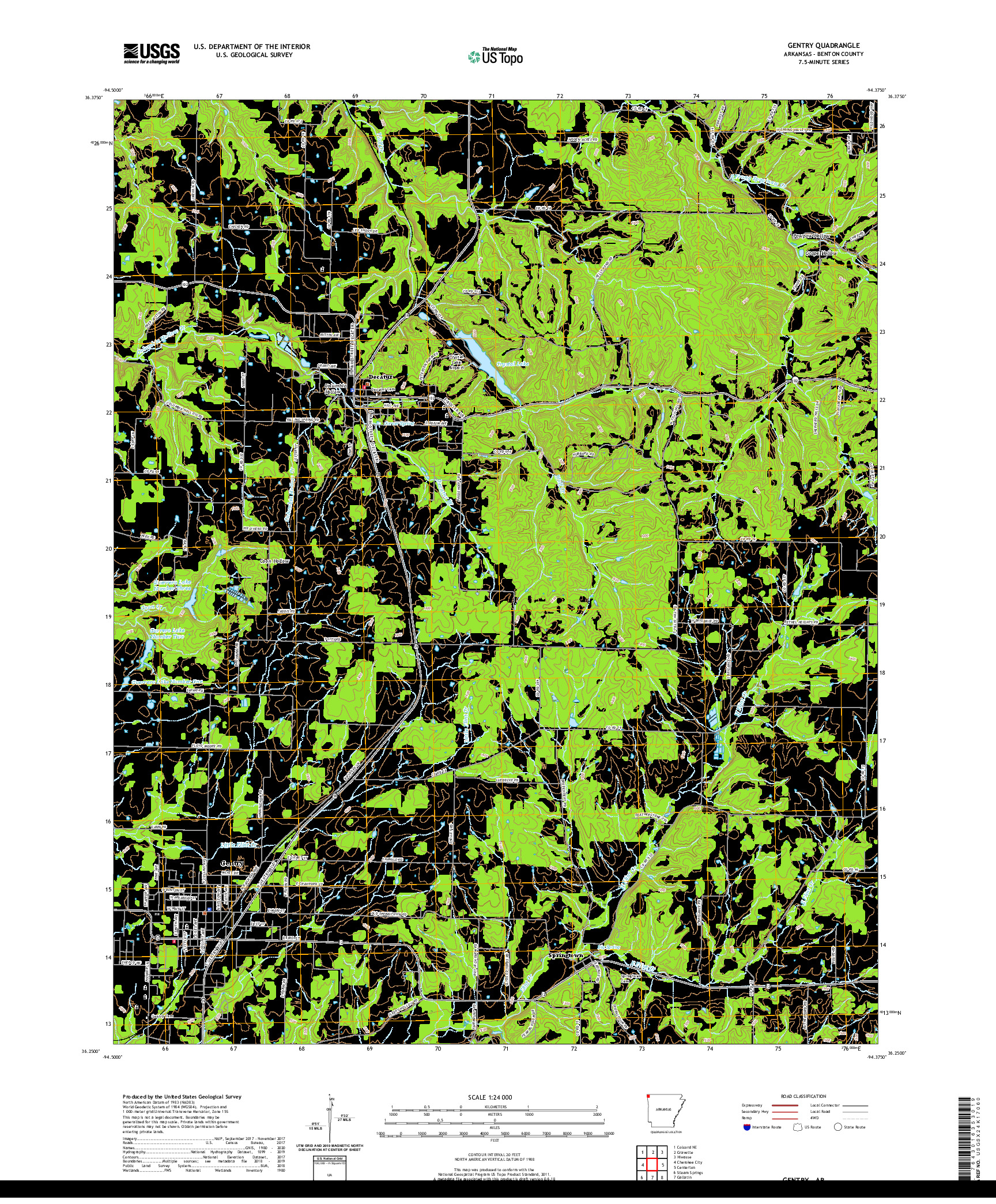 USGS US TOPO 7.5-MINUTE MAP FOR GENTRY, AR 2020