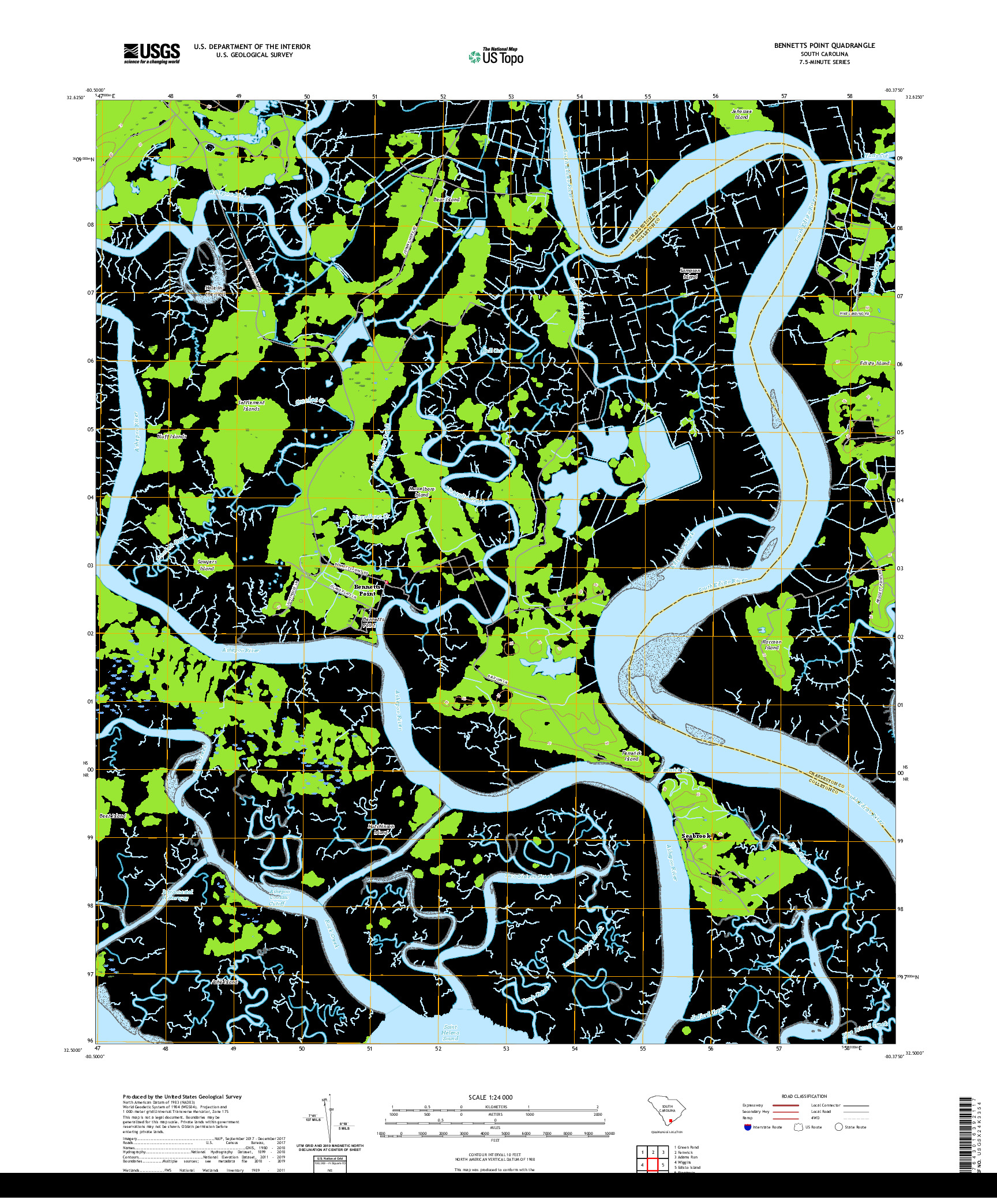 USGS US TOPO 7.5-MINUTE MAP FOR BENNETTS POINT, SC 2020