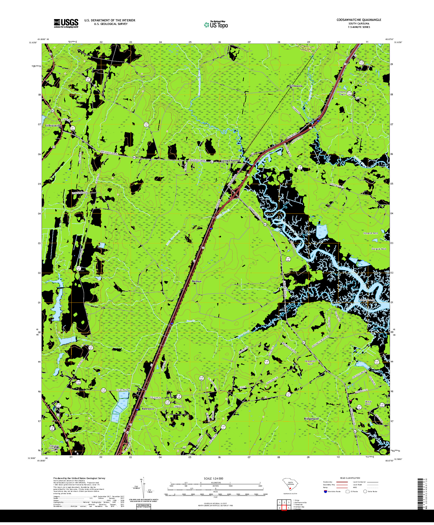 USGS US TOPO 7.5-MINUTE MAP FOR COOSAWHATCHIE, SC 2020