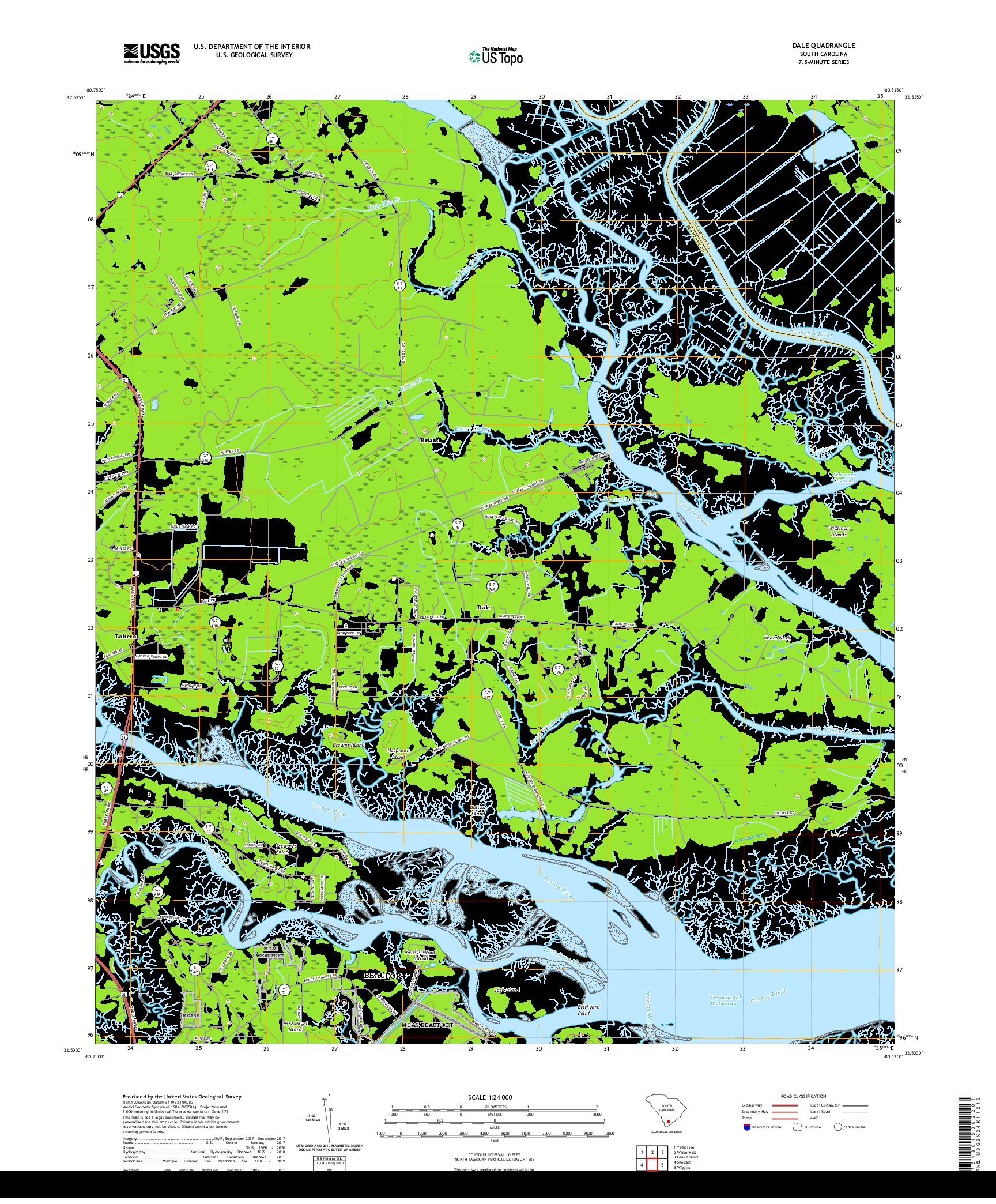 USGS US TOPO 7.5-MINUTE MAP FOR DALE, SC 2020