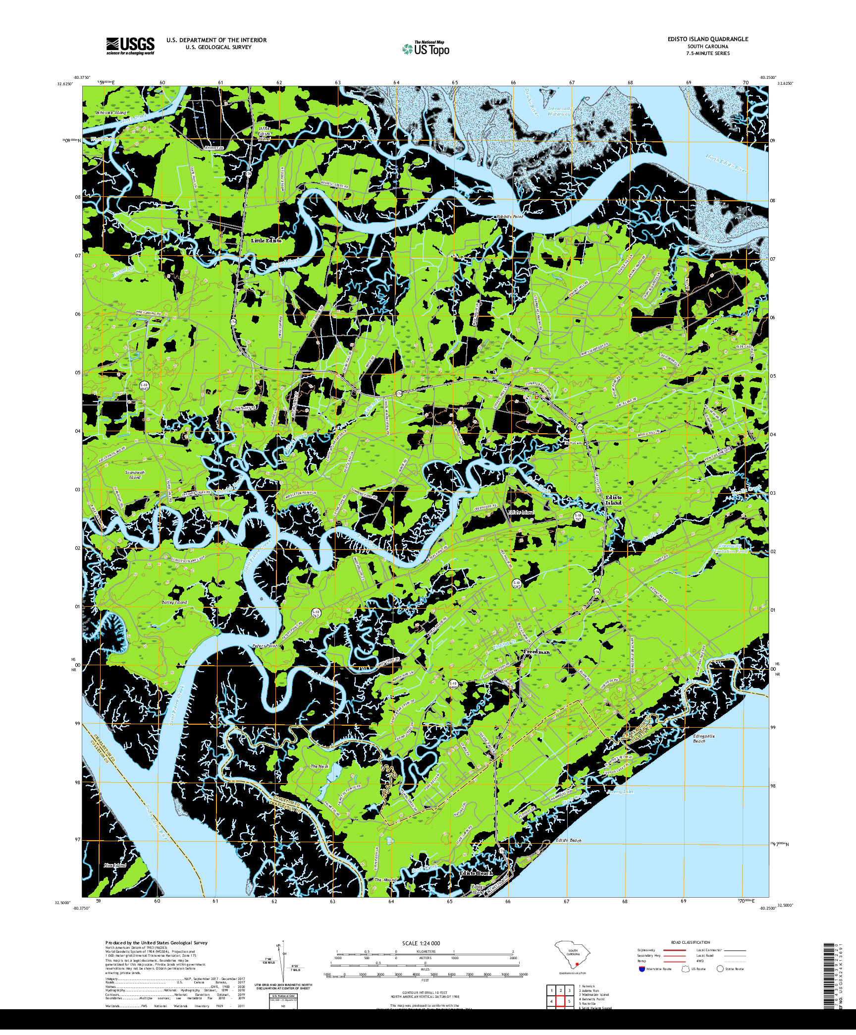 USGS US TOPO 7.5-MINUTE MAP FOR EDISTO ISLAND, SC 2020