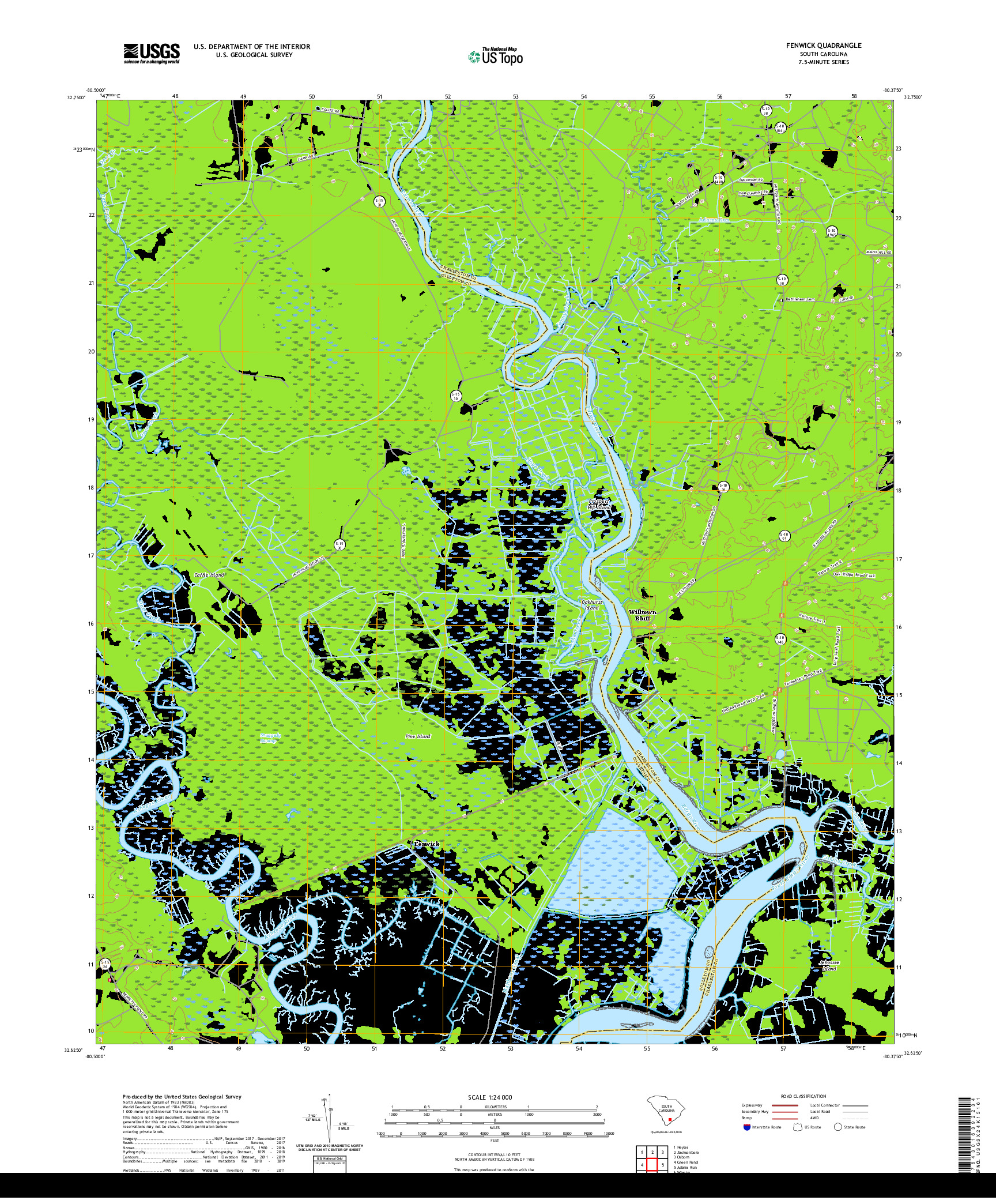 USGS US TOPO 7.5-MINUTE MAP FOR FENWICK, SC 2020