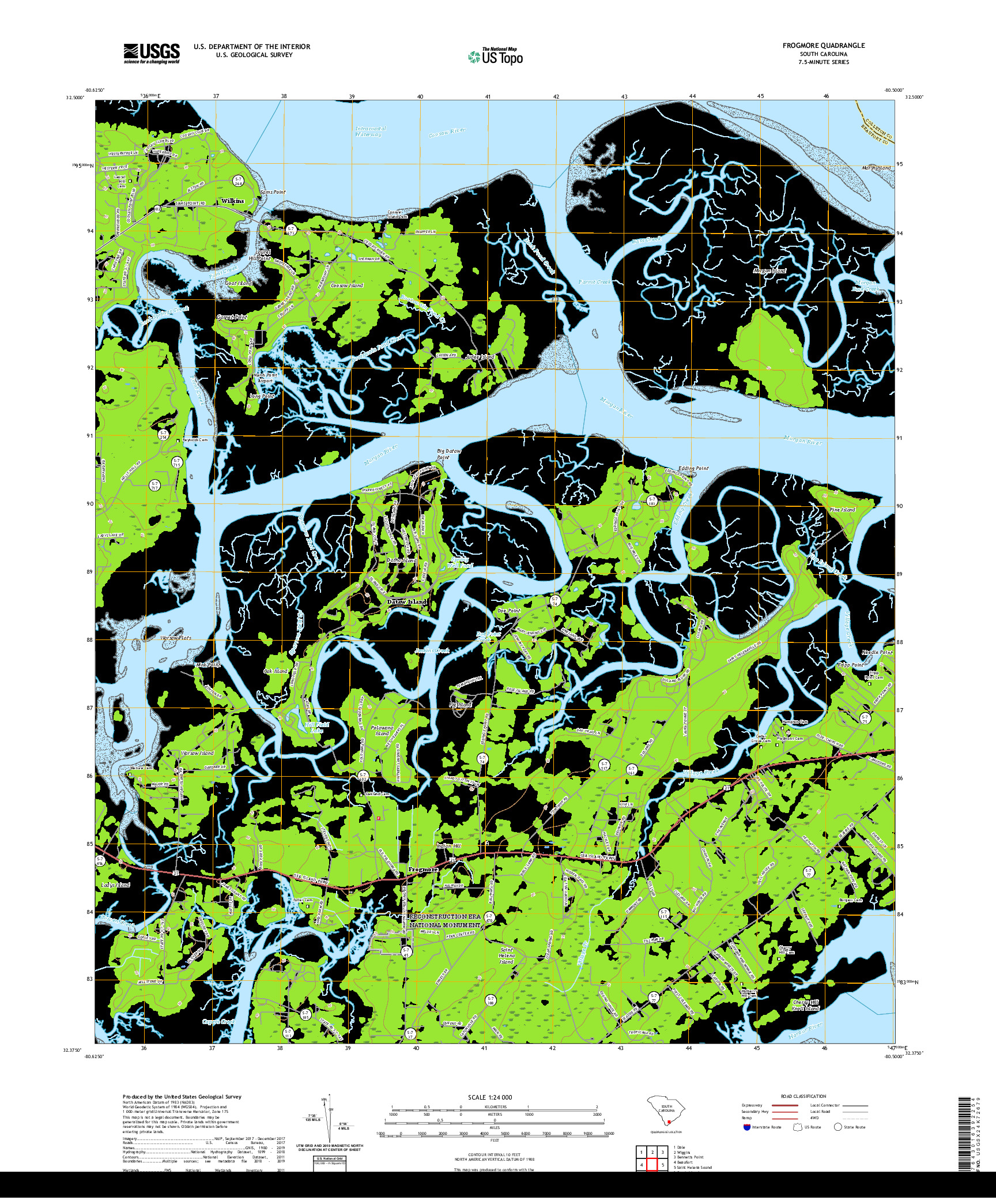 USGS US TOPO 7.5-MINUTE MAP FOR FROGMORE, SC 2020