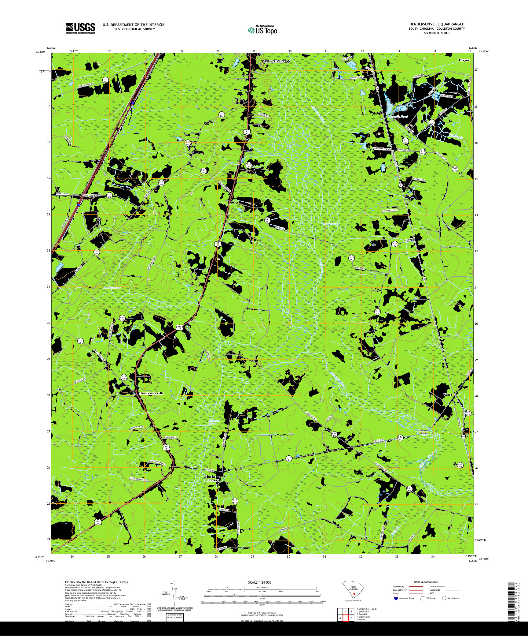 USGS US TOPO 7.5-MINUTE MAP FOR HENDERSONVILLE, SC 2020