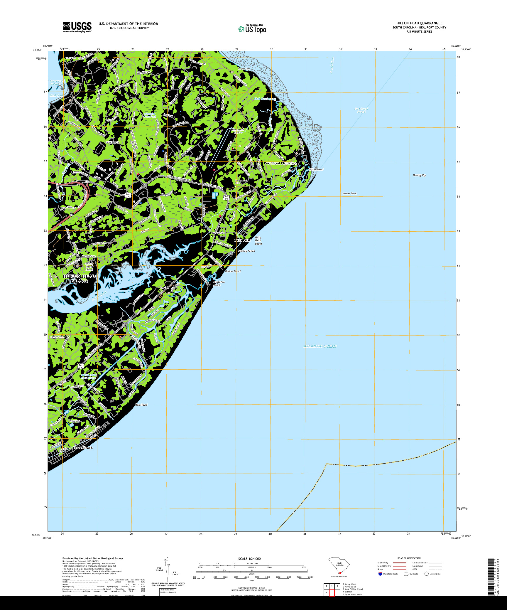 USGS US TOPO 7.5-MINUTE MAP FOR HILTON HEAD, SC 2020