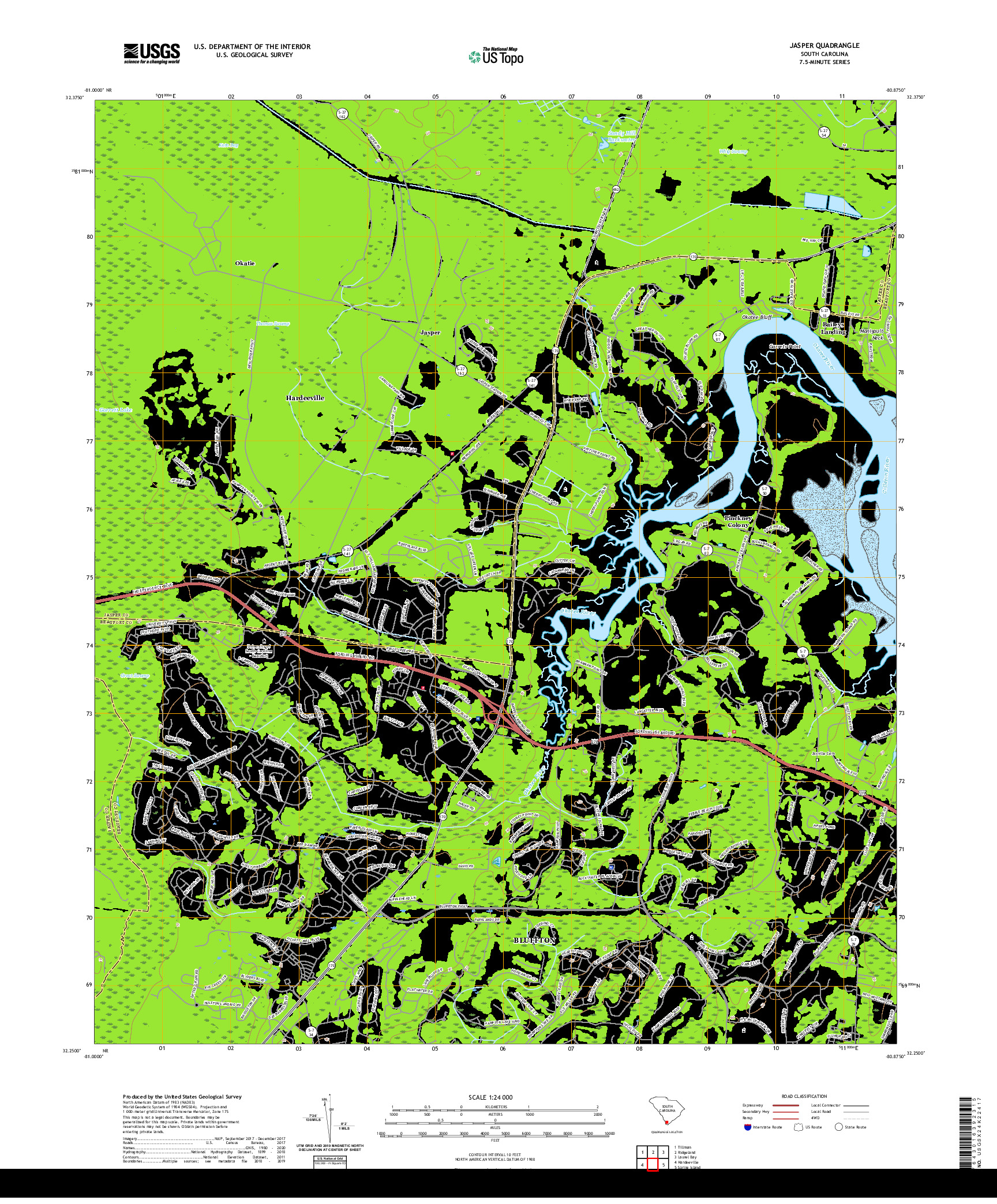 USGS US TOPO 7.5-MINUTE MAP FOR JASPER, SC 2020