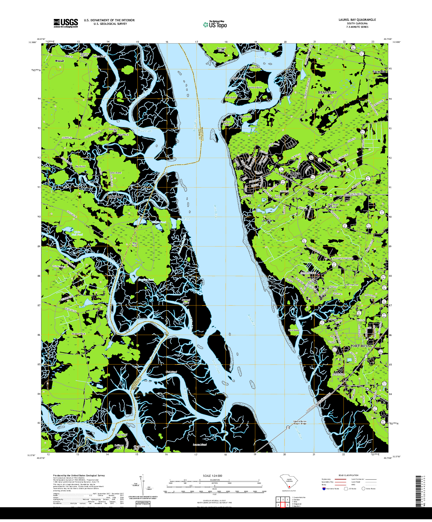 USGS US TOPO 7.5-MINUTE MAP FOR LAUREL BAY, SC 2020