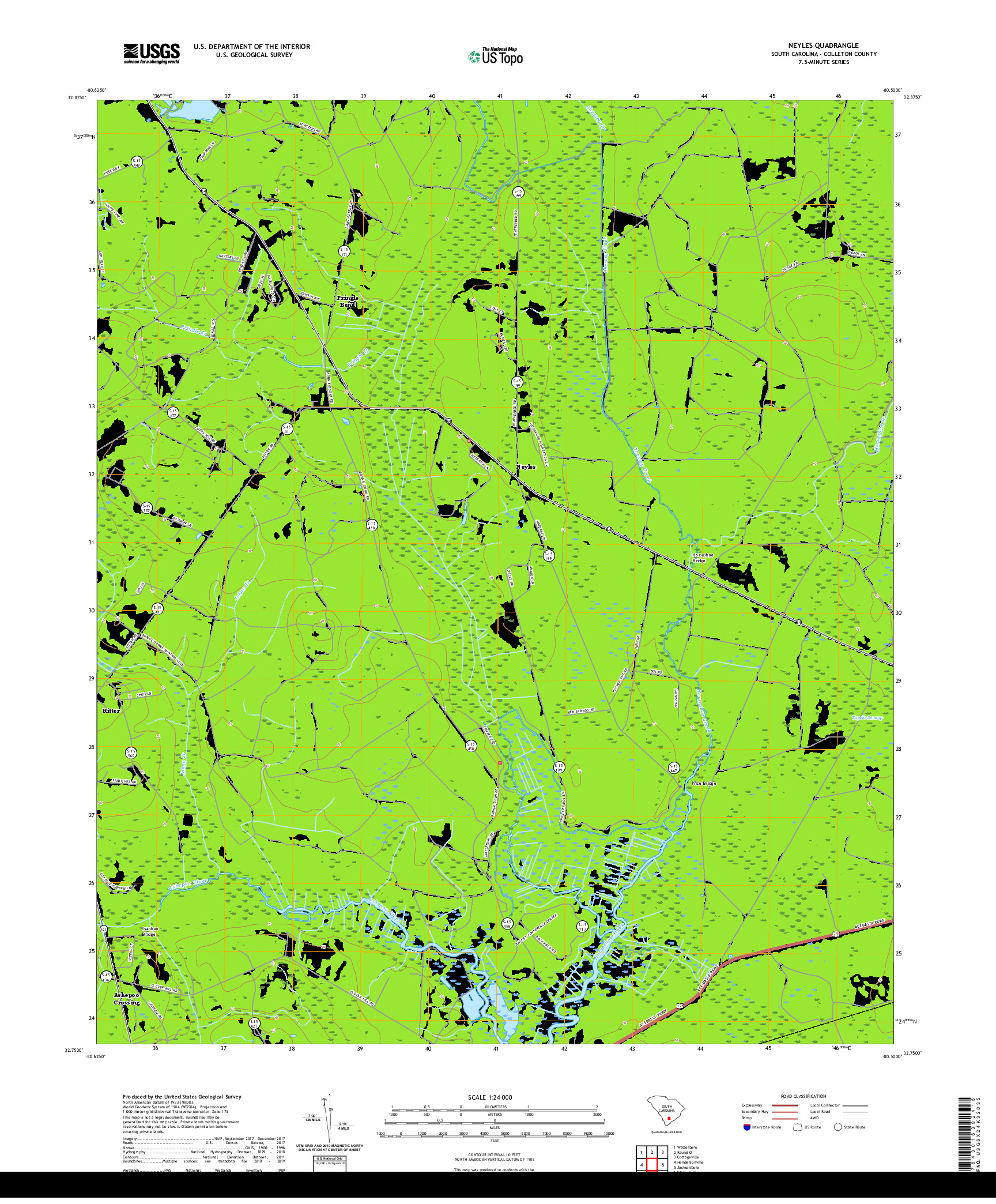 USGS US TOPO 7.5-MINUTE MAP FOR NEYLES, SC 2020