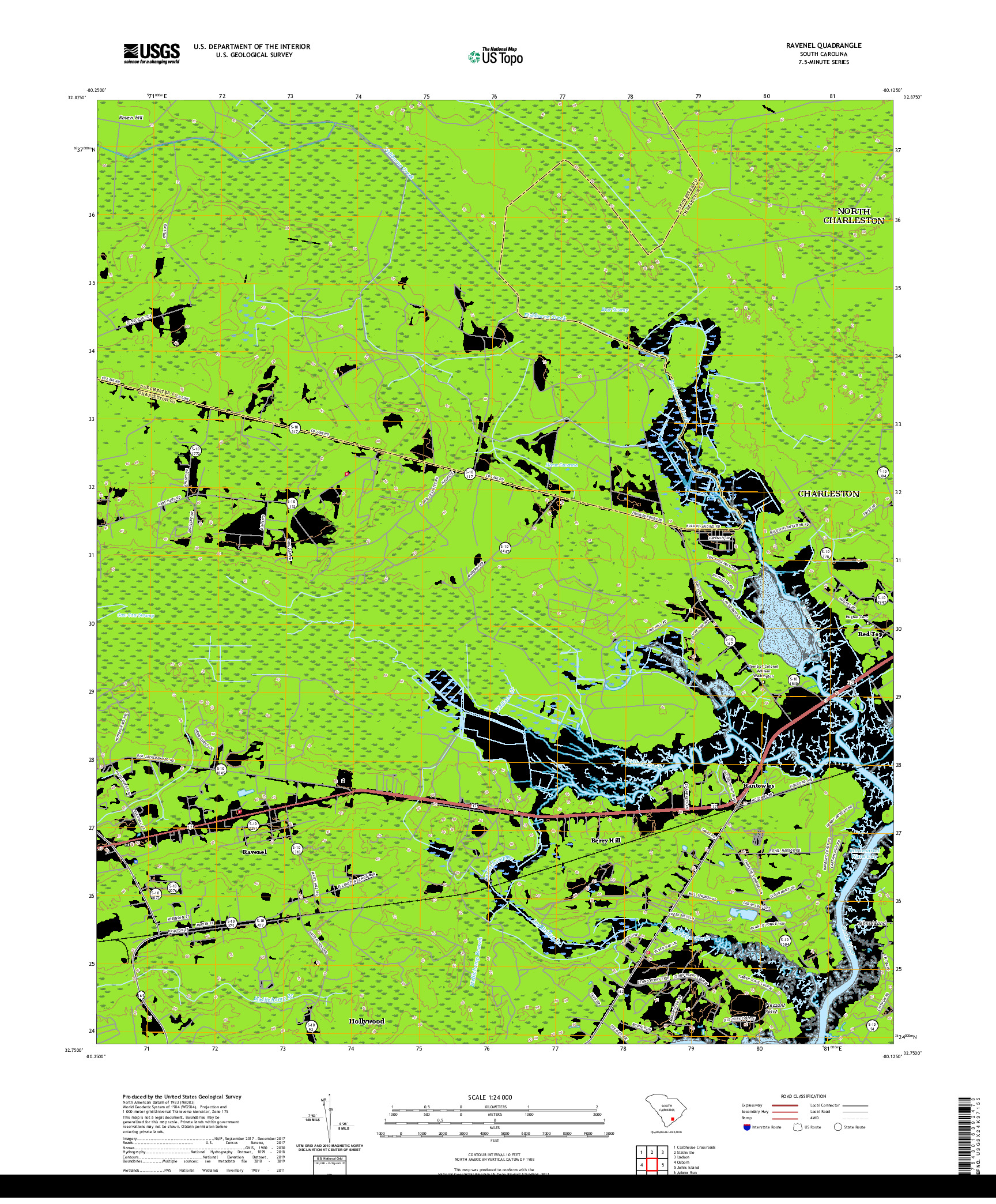 USGS US TOPO 7.5-MINUTE MAP FOR RAVENEL, SC 2020