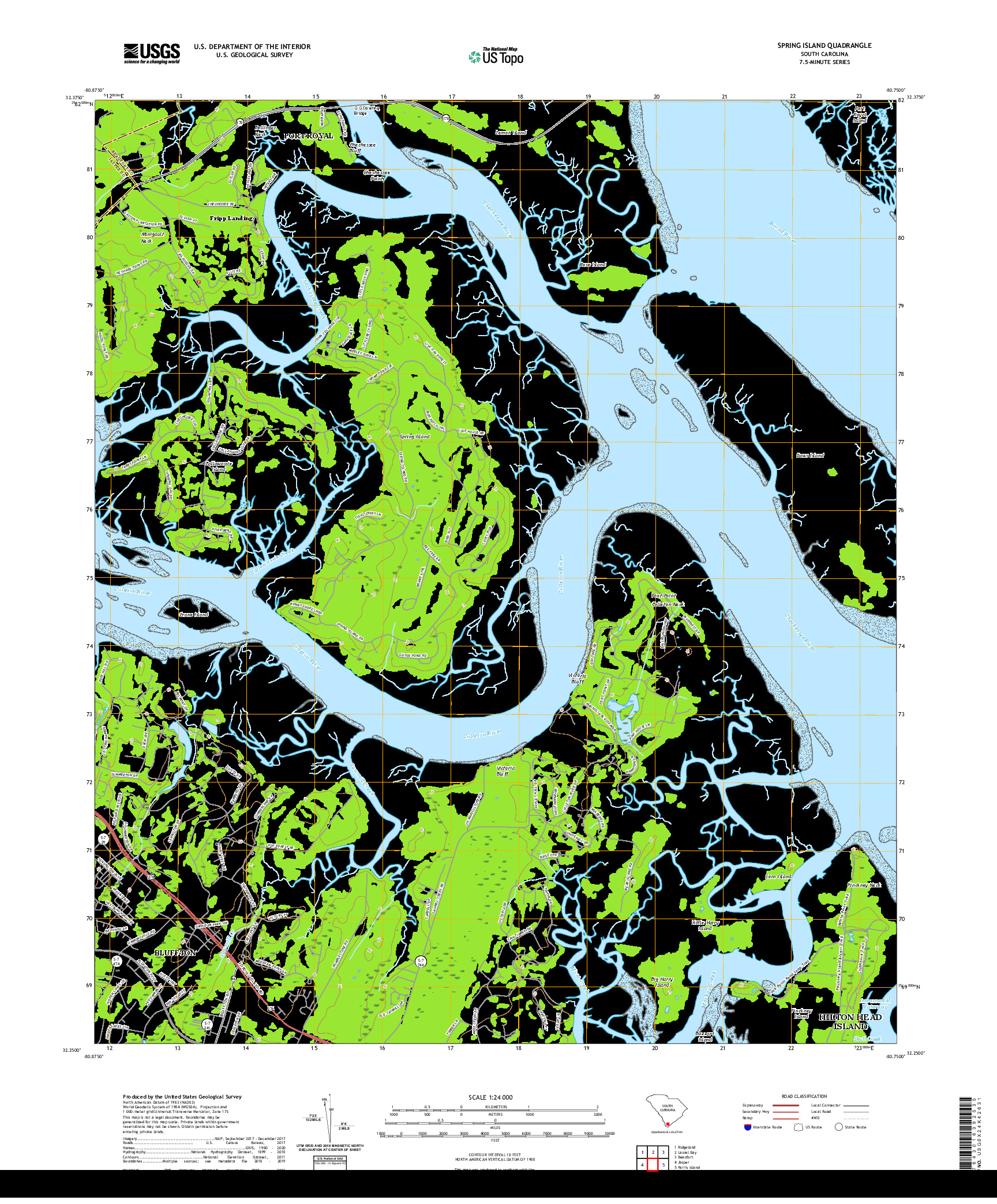 USGS US TOPO 7.5-MINUTE MAP FOR SPRING ISLAND, SC 2020