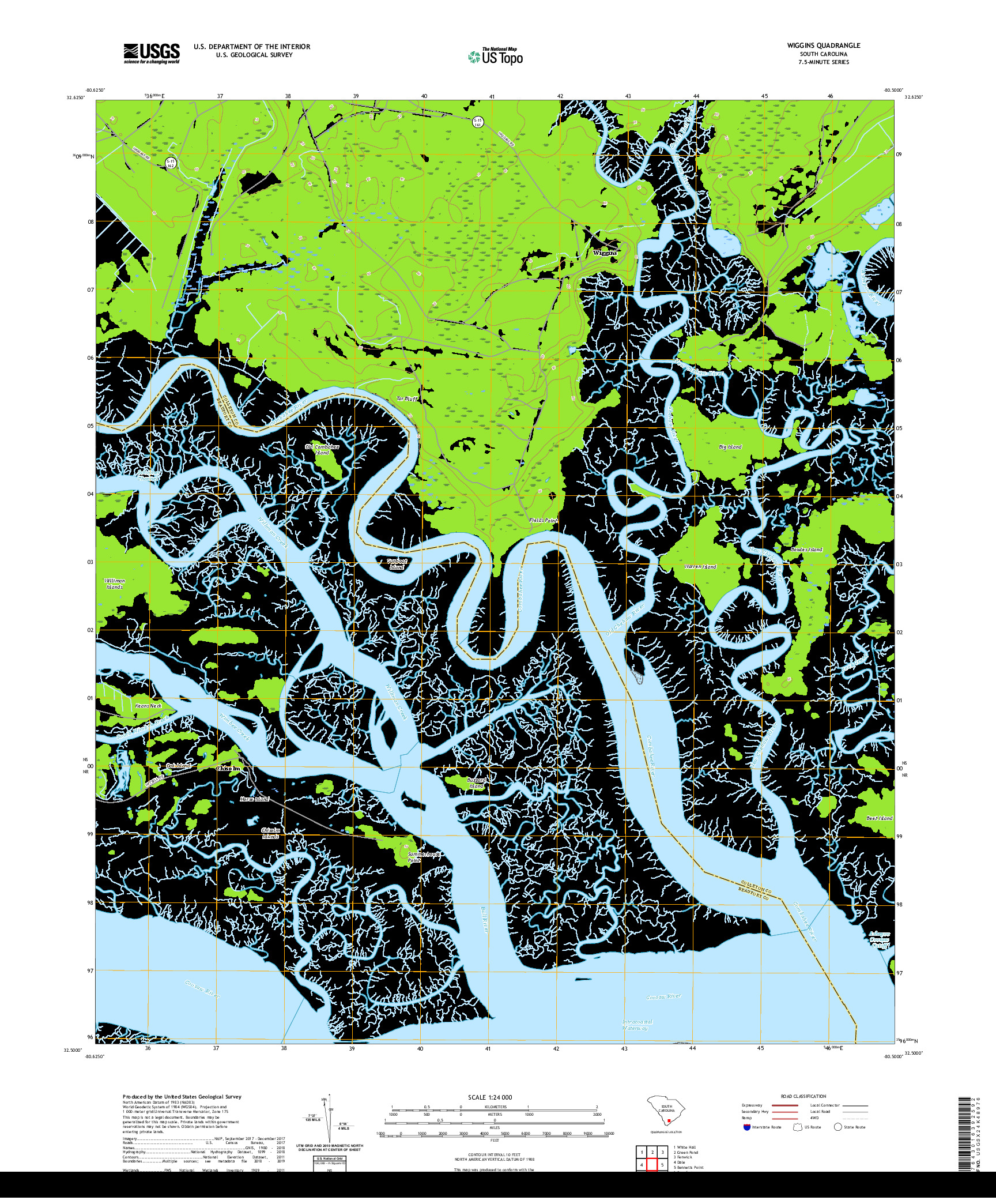 USGS US TOPO 7.5-MINUTE MAP FOR WIGGINS, SC 2020