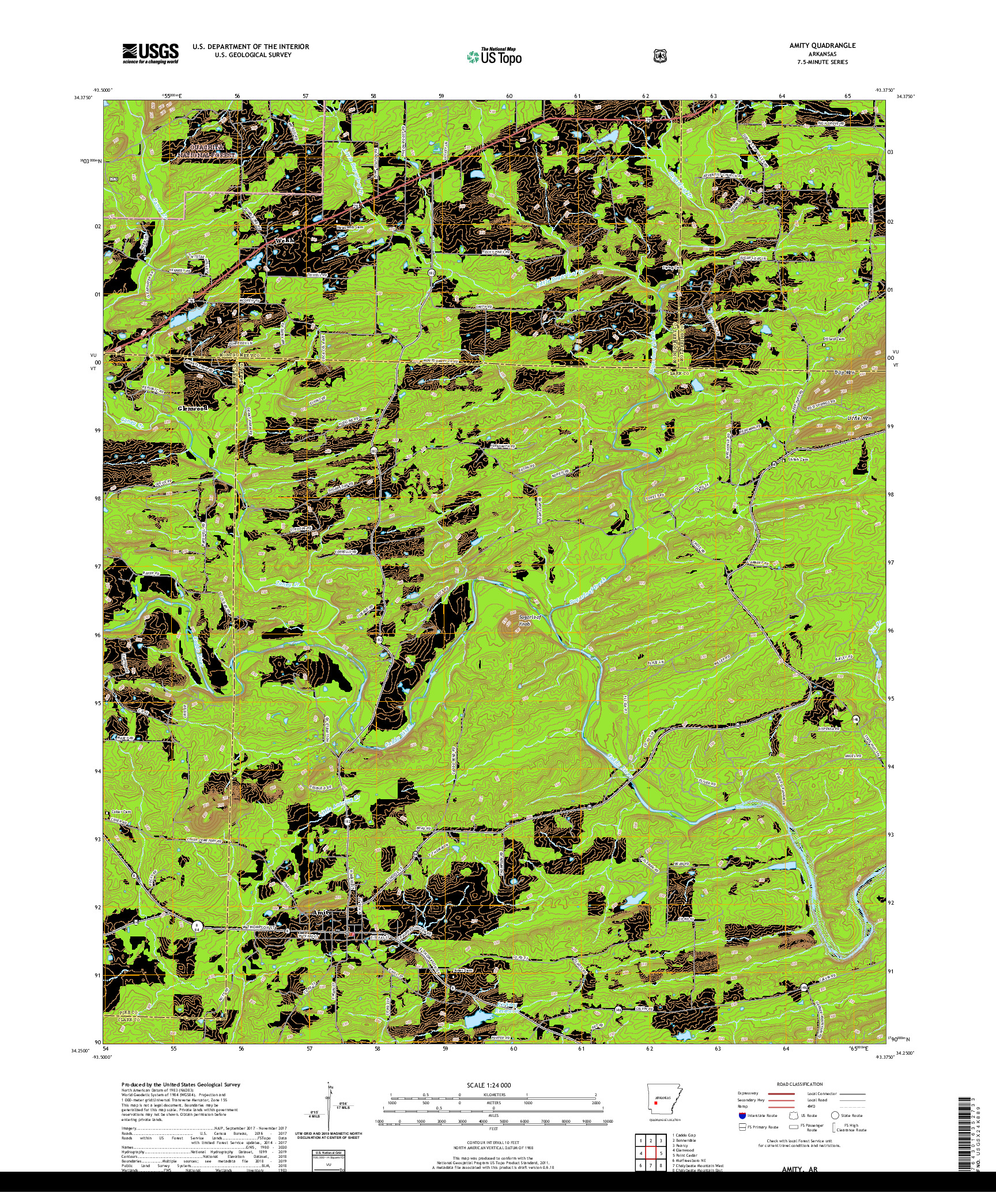 USGS US TOPO 7.5-MINUTE MAP FOR AMITY, AR 2020