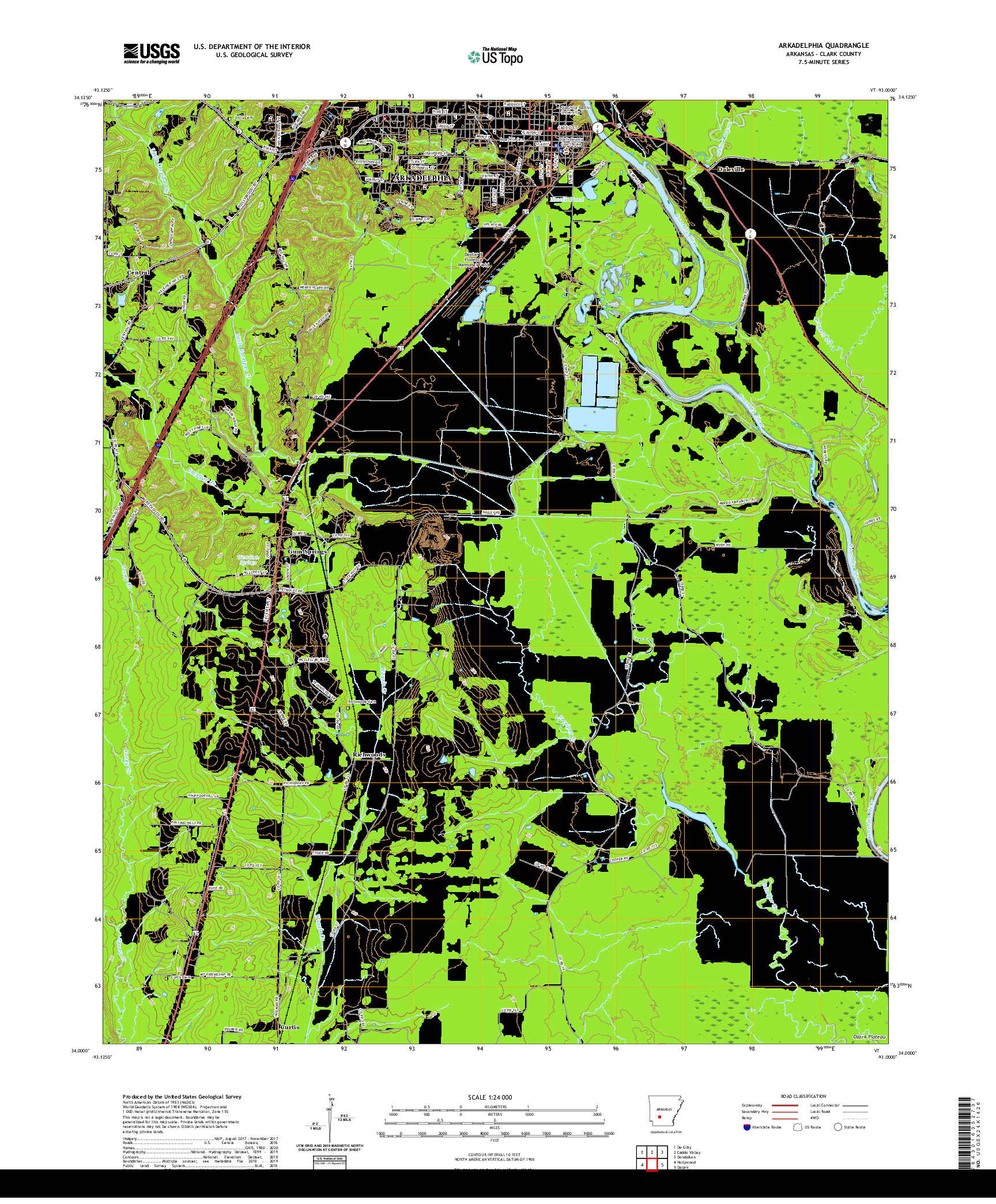 USGS US TOPO 7.5-MINUTE MAP FOR ARKADELPHIA, AR 2020
