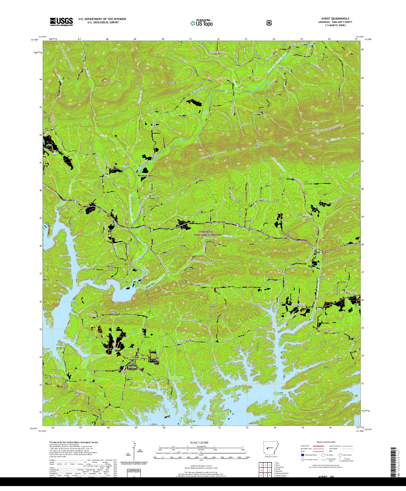 USGS US TOPO 7.5-MINUTE MAP FOR AVANT, AR 2020