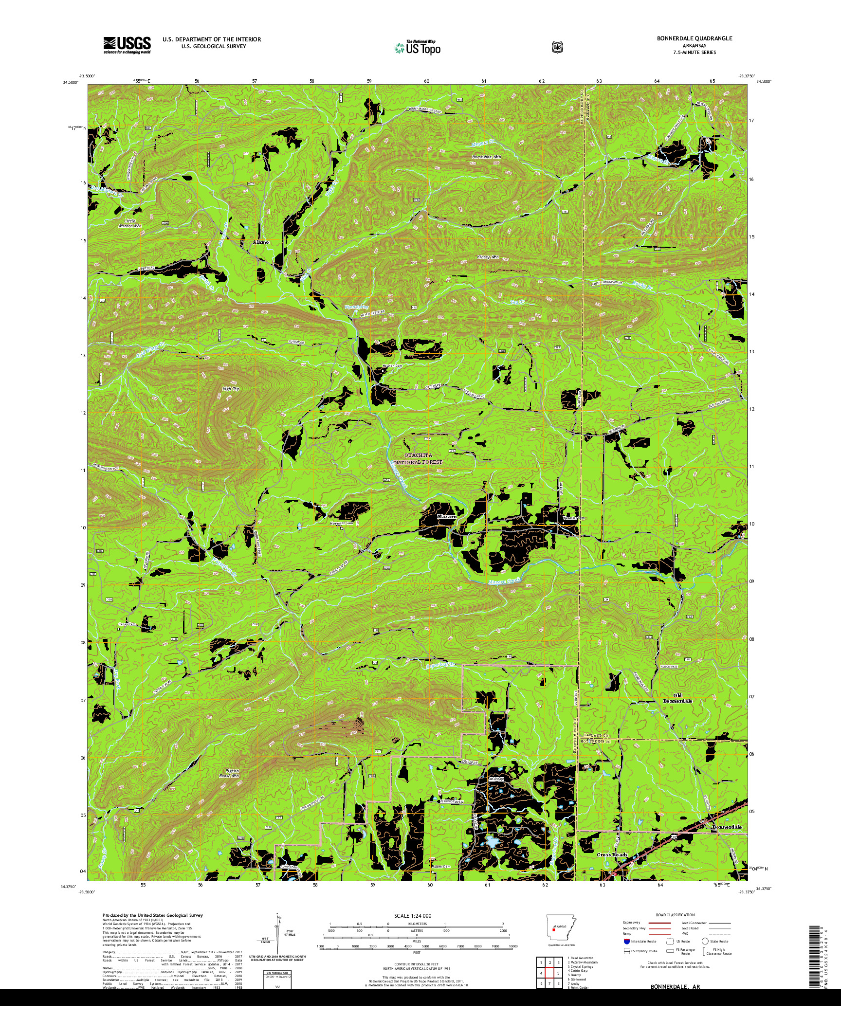 USGS US TOPO 7.5-MINUTE MAP FOR BONNERDALE, AR 2020