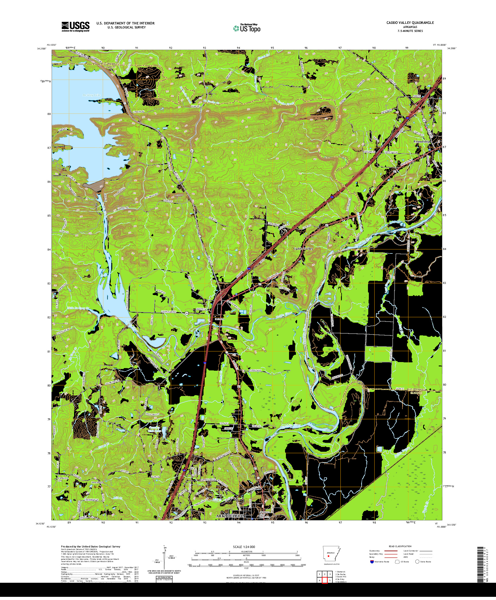 USGS US TOPO 7.5-MINUTE MAP FOR CADDO VALLEY, AR 2020