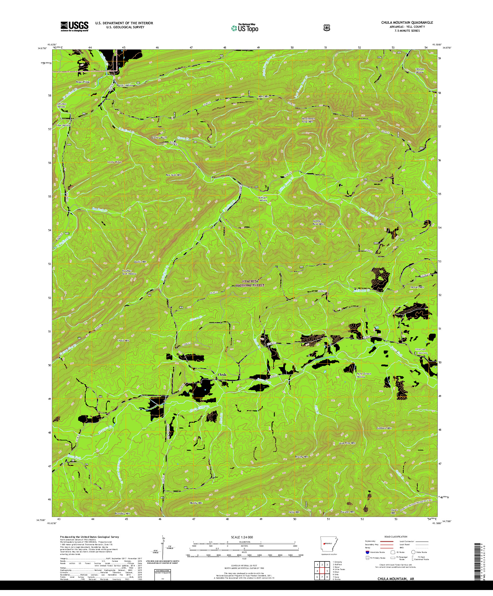 USGS US TOPO 7.5-MINUTE MAP FOR CHULA MOUNTAIN, AR 2020