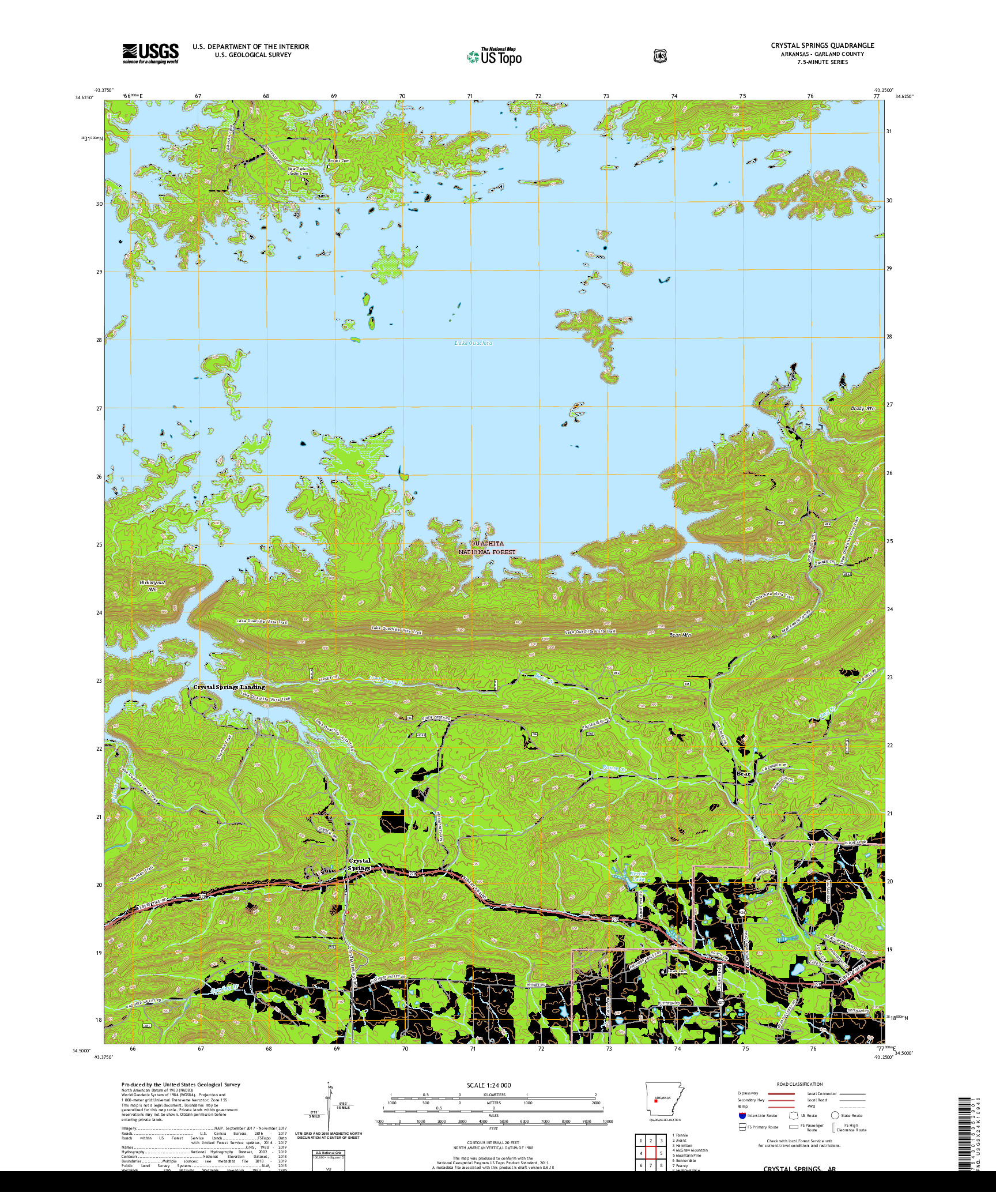 USGS US TOPO 7.5-MINUTE MAP FOR CRYSTAL SPRINGS, AR 2020