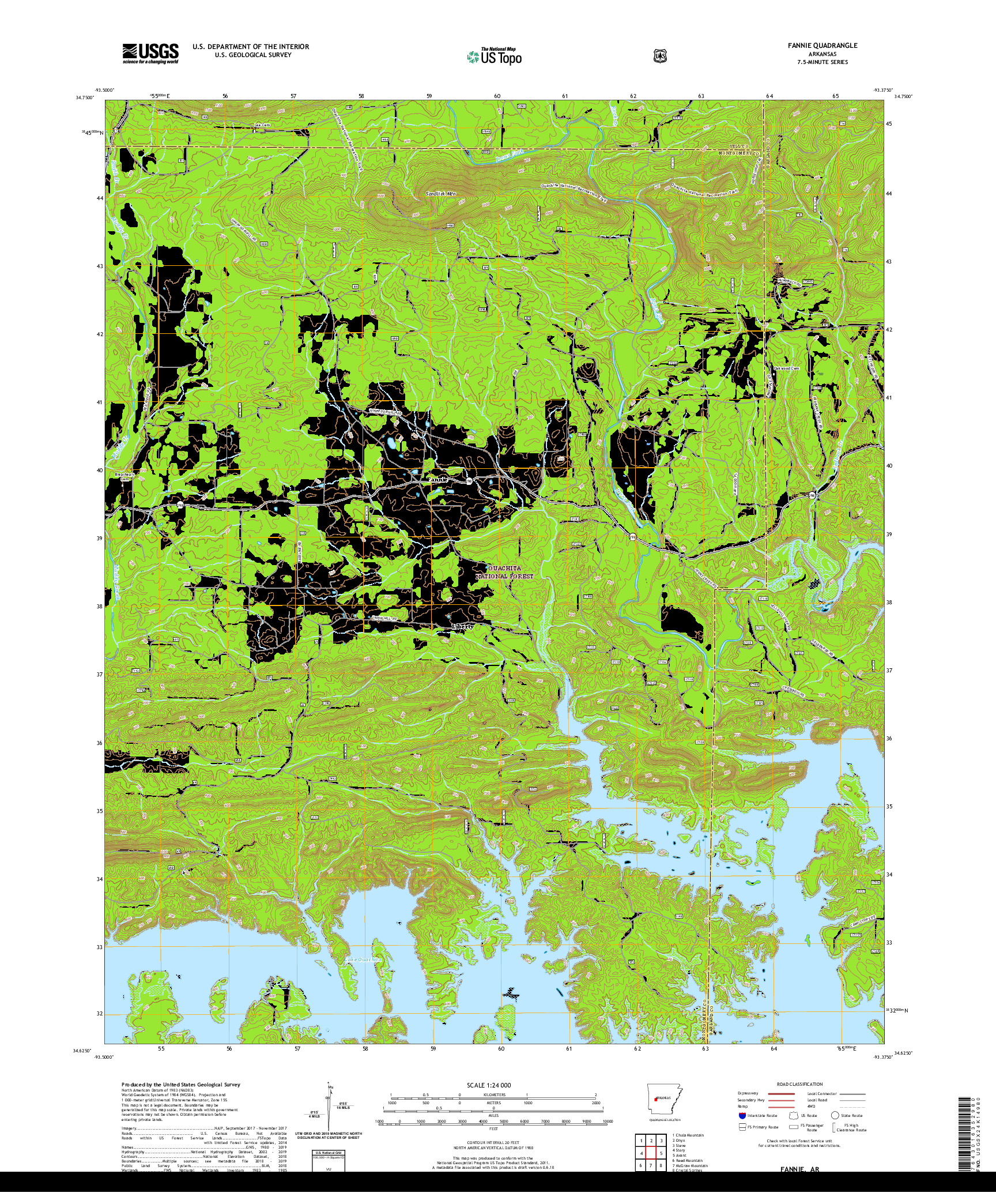 USGS US TOPO 7.5-MINUTE MAP FOR FANNIE, AR 2020