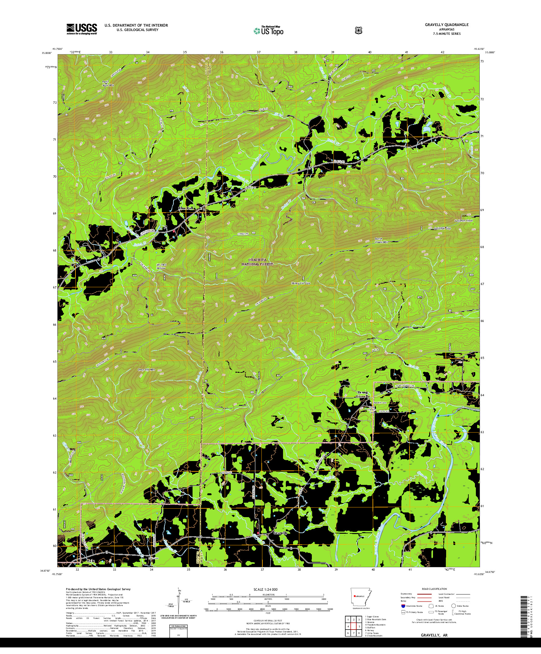 USGS US TOPO 7.5-MINUTE MAP FOR GRAVELLY, AR 2020