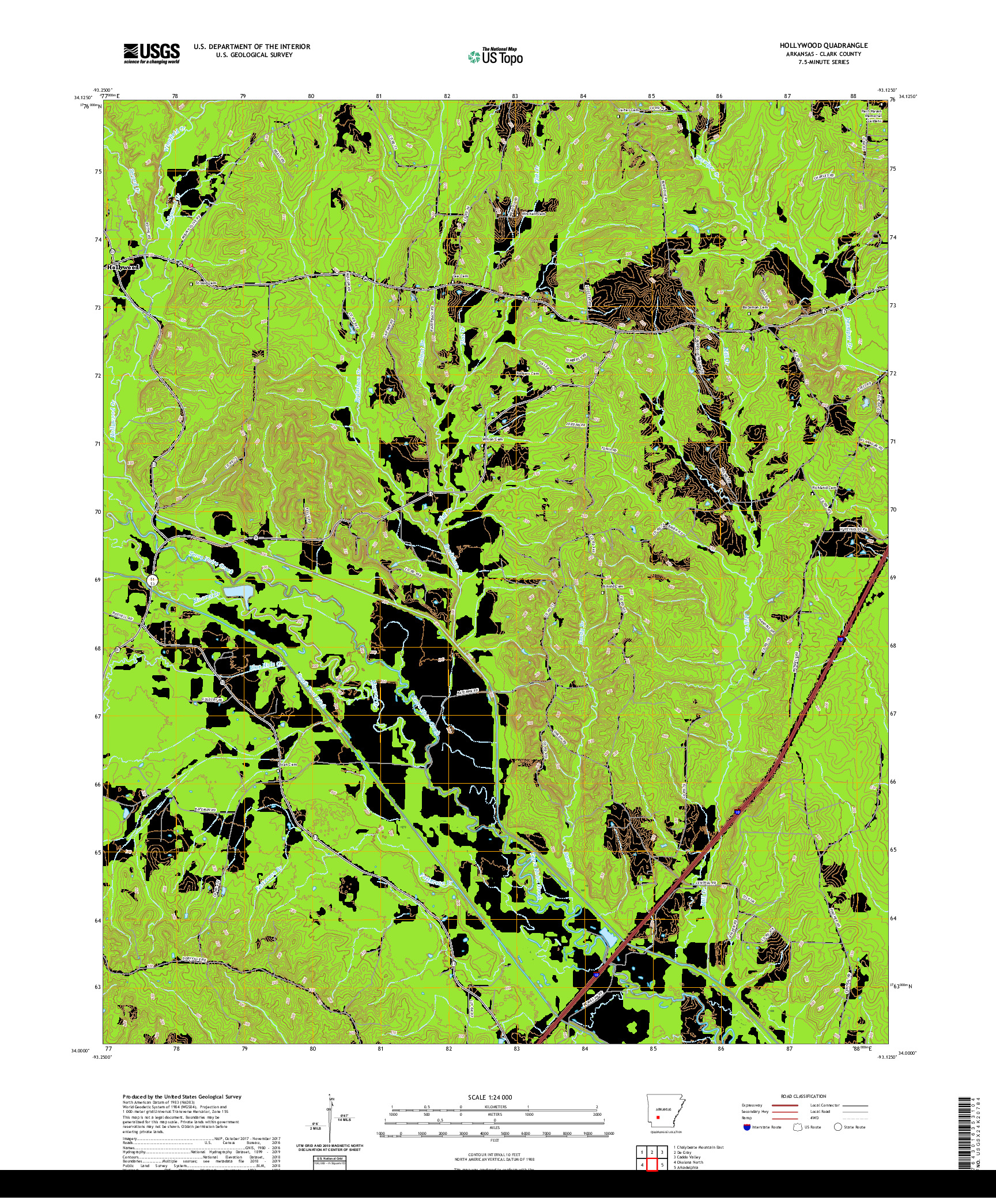 USGS US TOPO 7.5-MINUTE MAP FOR HOLLYWOOD, AR 2020