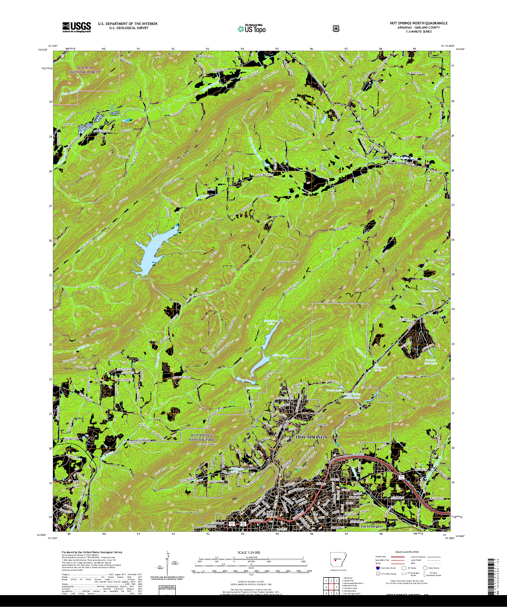 USGS US TOPO 7.5-MINUTE MAP FOR HOT SPRINGS NORTH, AR 2020
