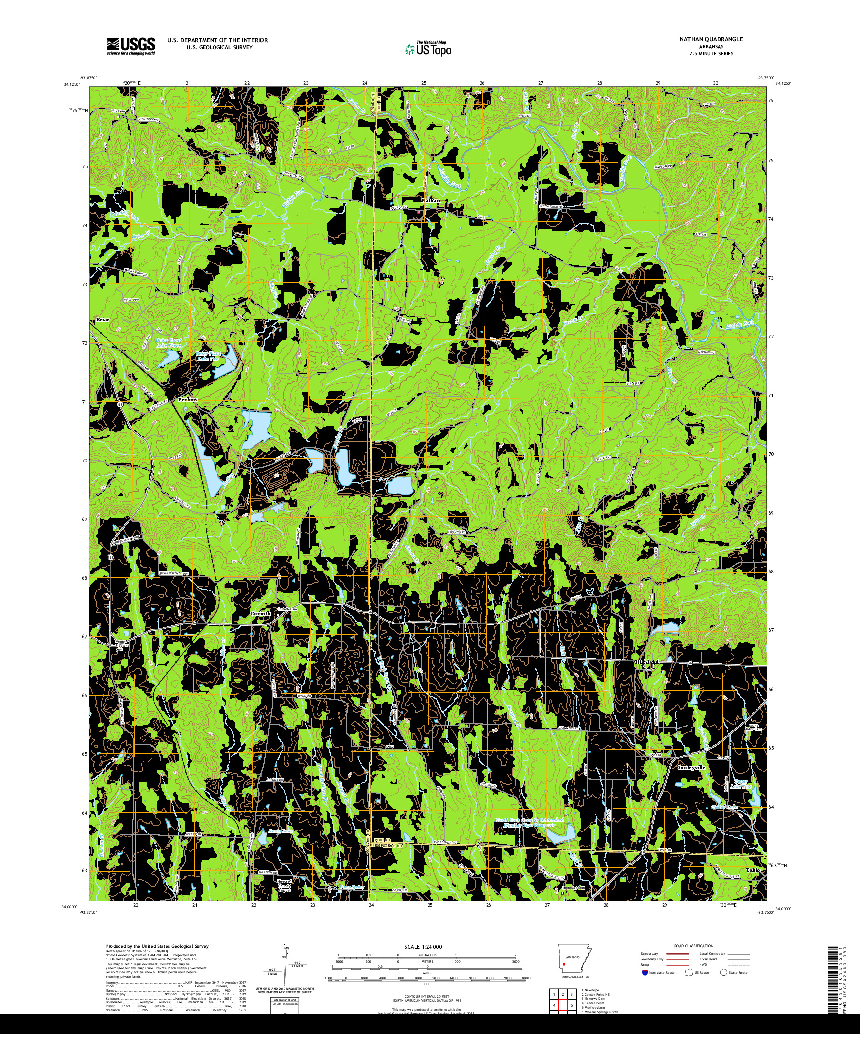 USGS US TOPO 7.5-MINUTE MAP FOR NATHAN, AR 2020