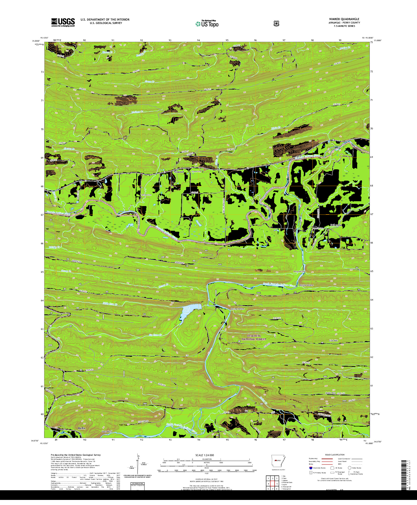 USGS US TOPO 7.5-MINUTE MAP FOR NIMROD, AR 2020