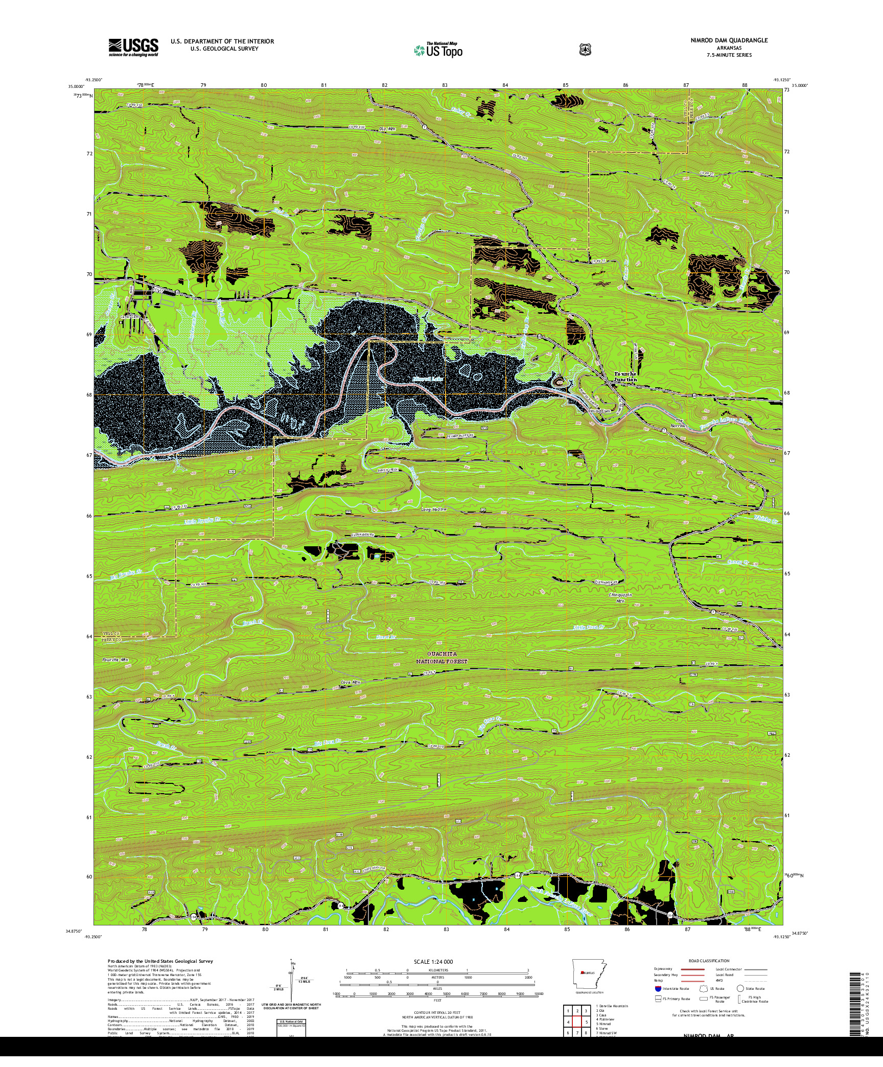 USGS US TOPO 7.5-MINUTE MAP FOR NIMROD DAM, AR 2020
