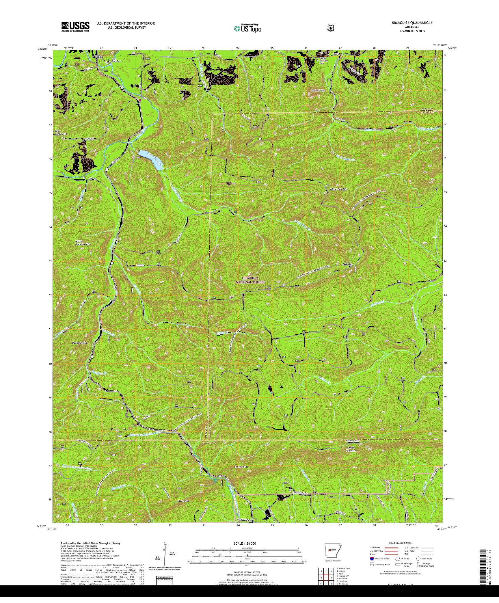 USGS US TOPO 7.5-MINUTE MAP FOR NIMROD SE, AR 2020