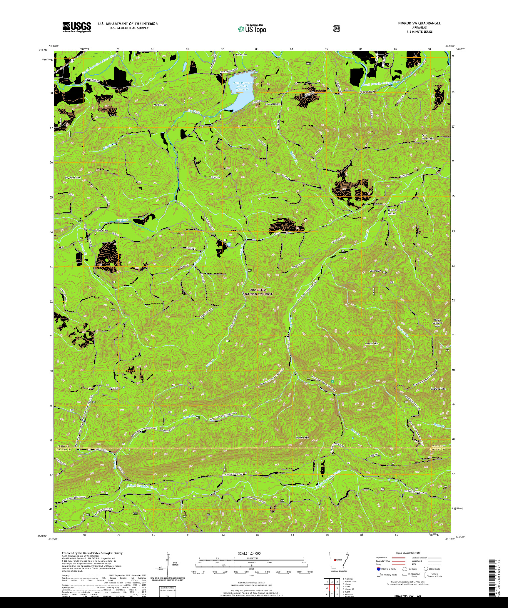 USGS US TOPO 7.5-MINUTE MAP FOR NIMROD SW, AR 2020