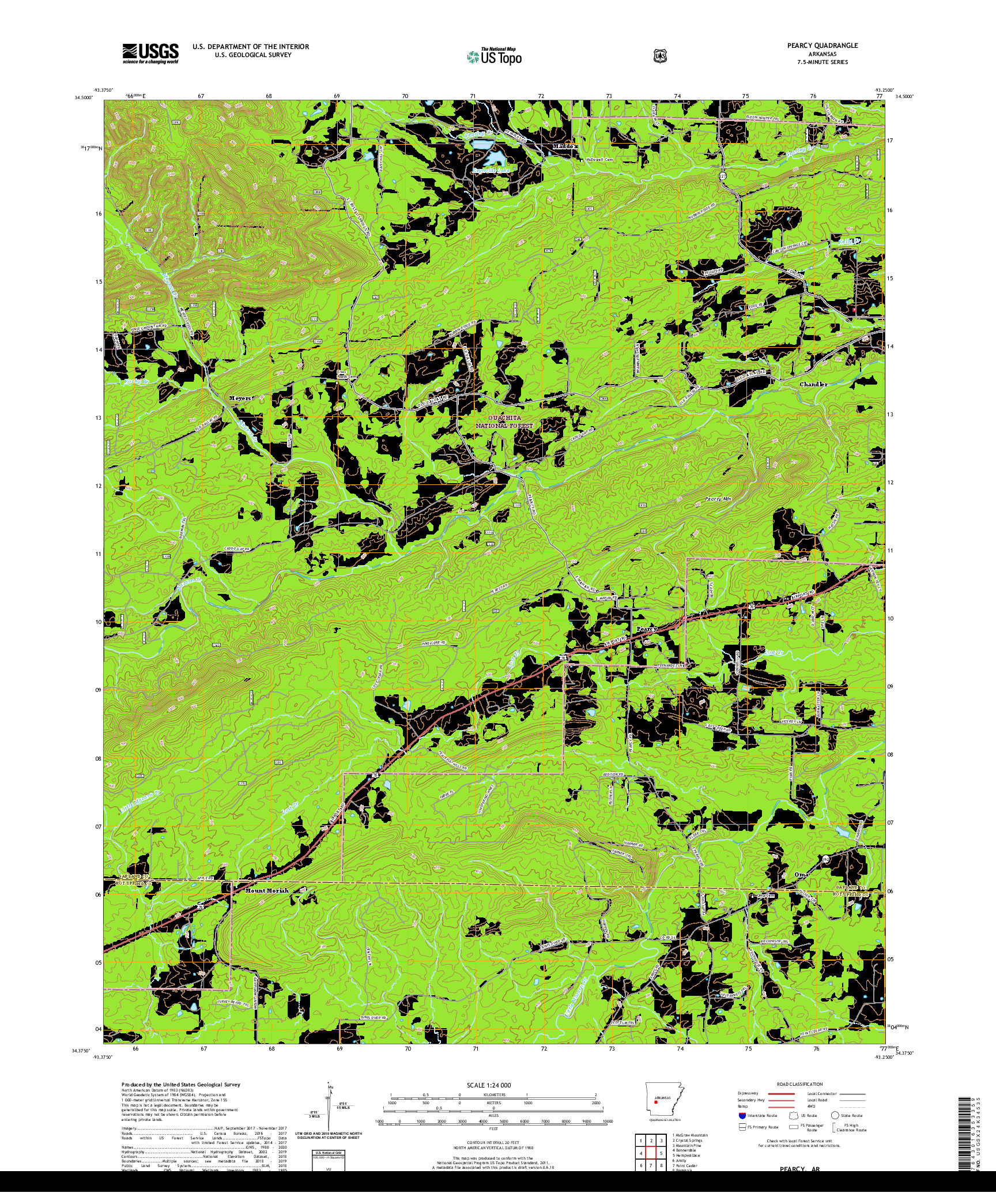 USGS US TOPO 7.5-MINUTE MAP FOR PEARCY, AR 2020