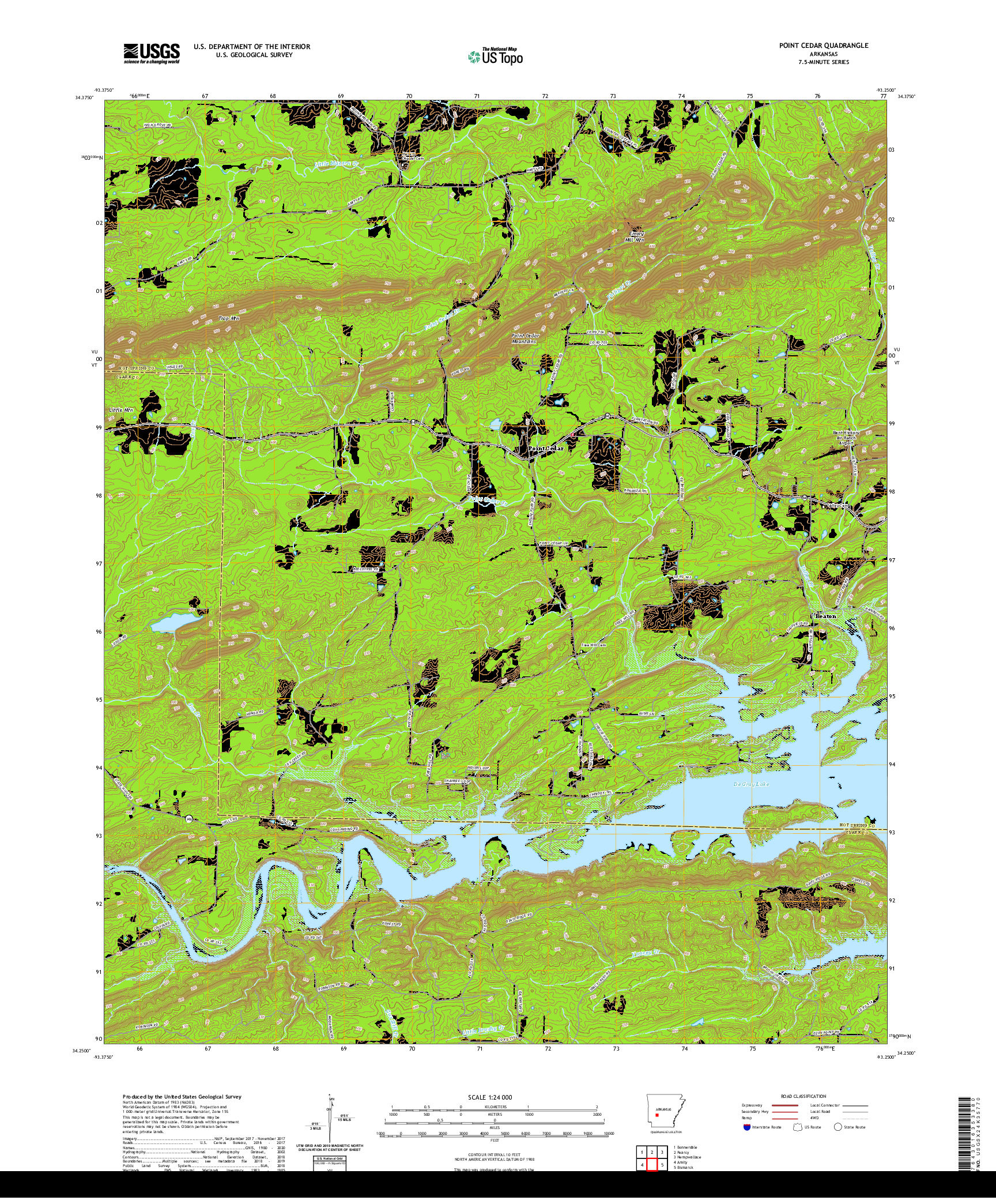 USGS US TOPO 7.5-MINUTE MAP FOR POINT CEDAR, AR 2020