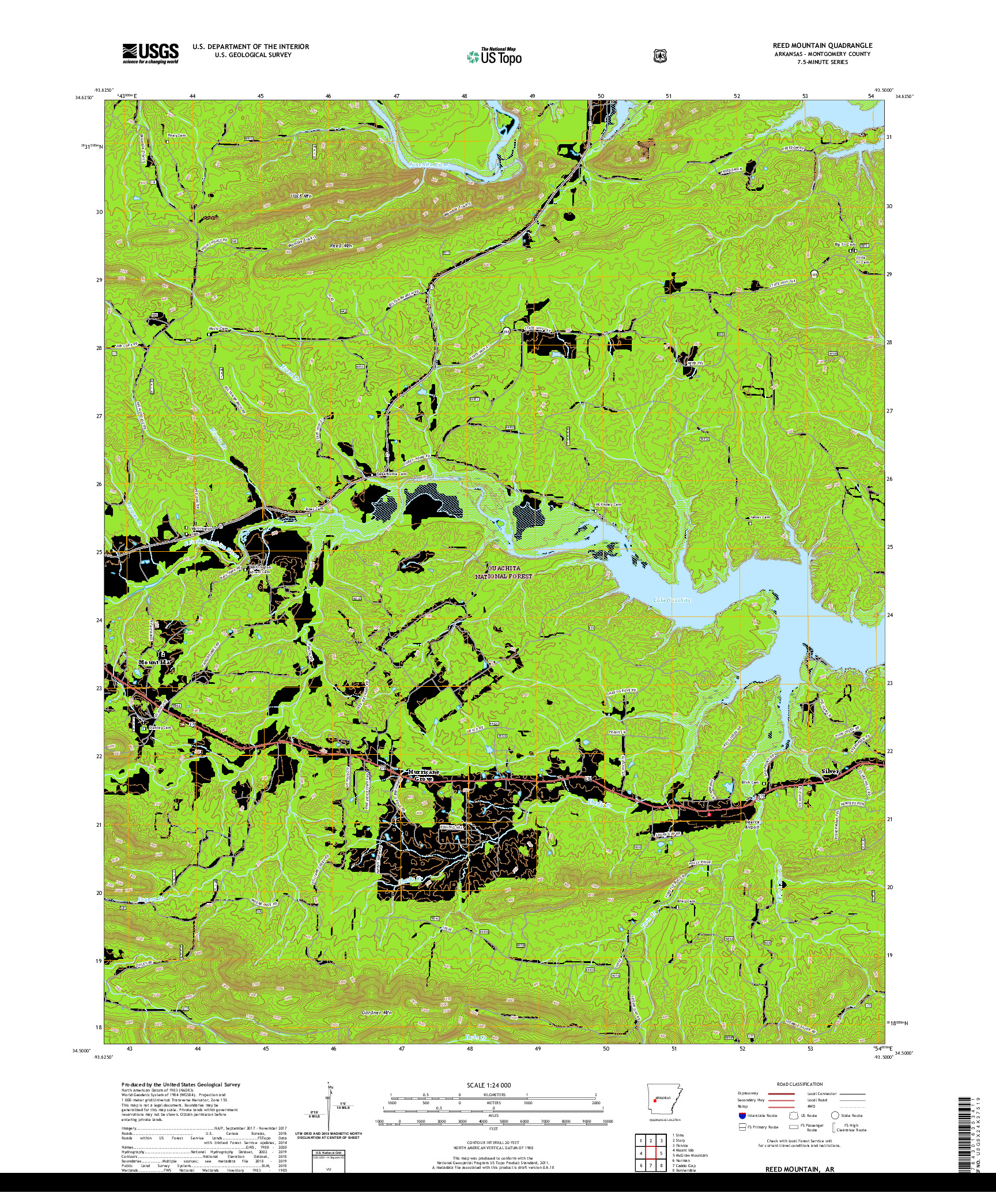 USGS US TOPO 7.5-MINUTE MAP FOR REED MOUNTAIN, AR 2020