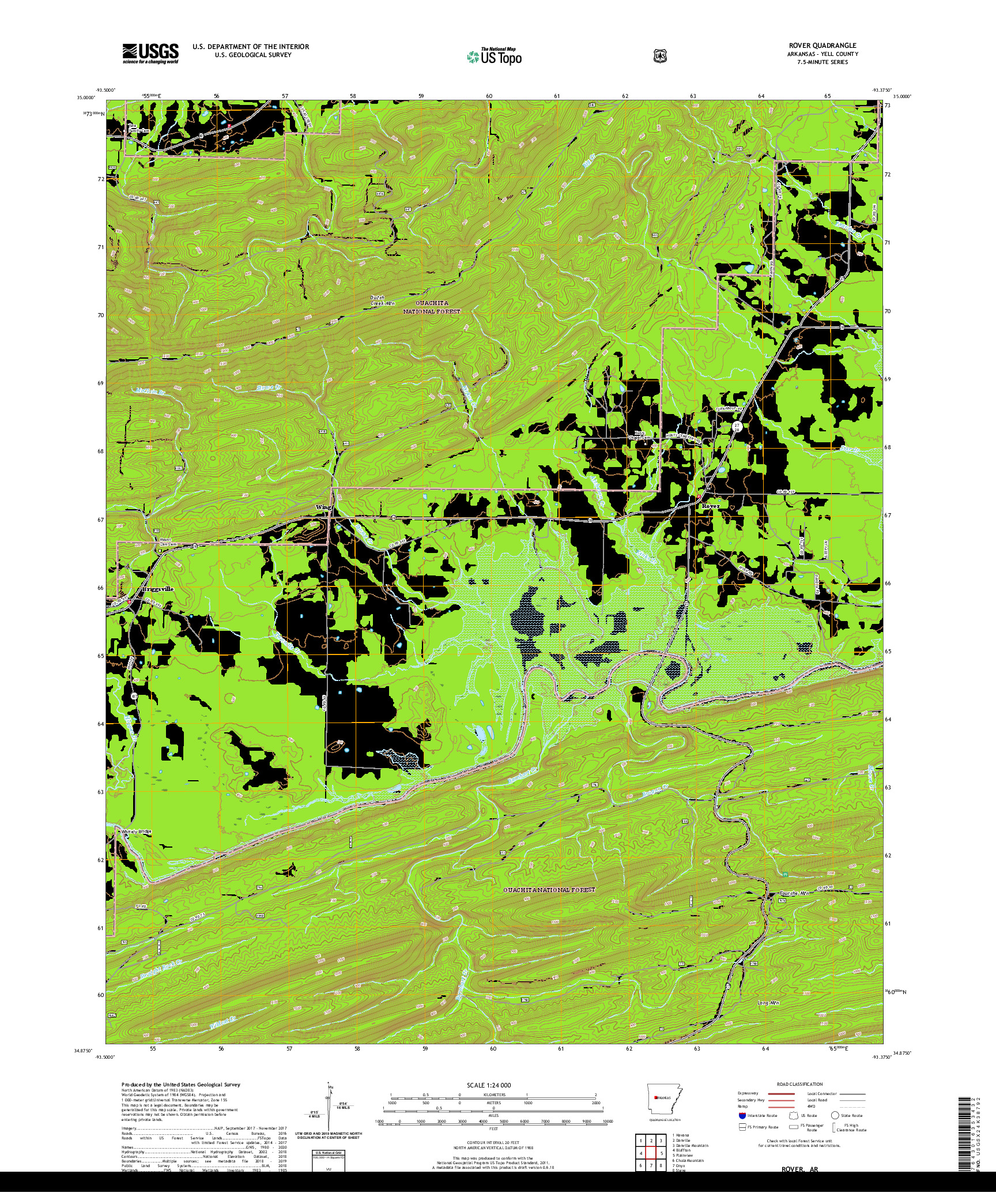 USGS US TOPO 7.5-MINUTE MAP FOR ROVER, AR 2020