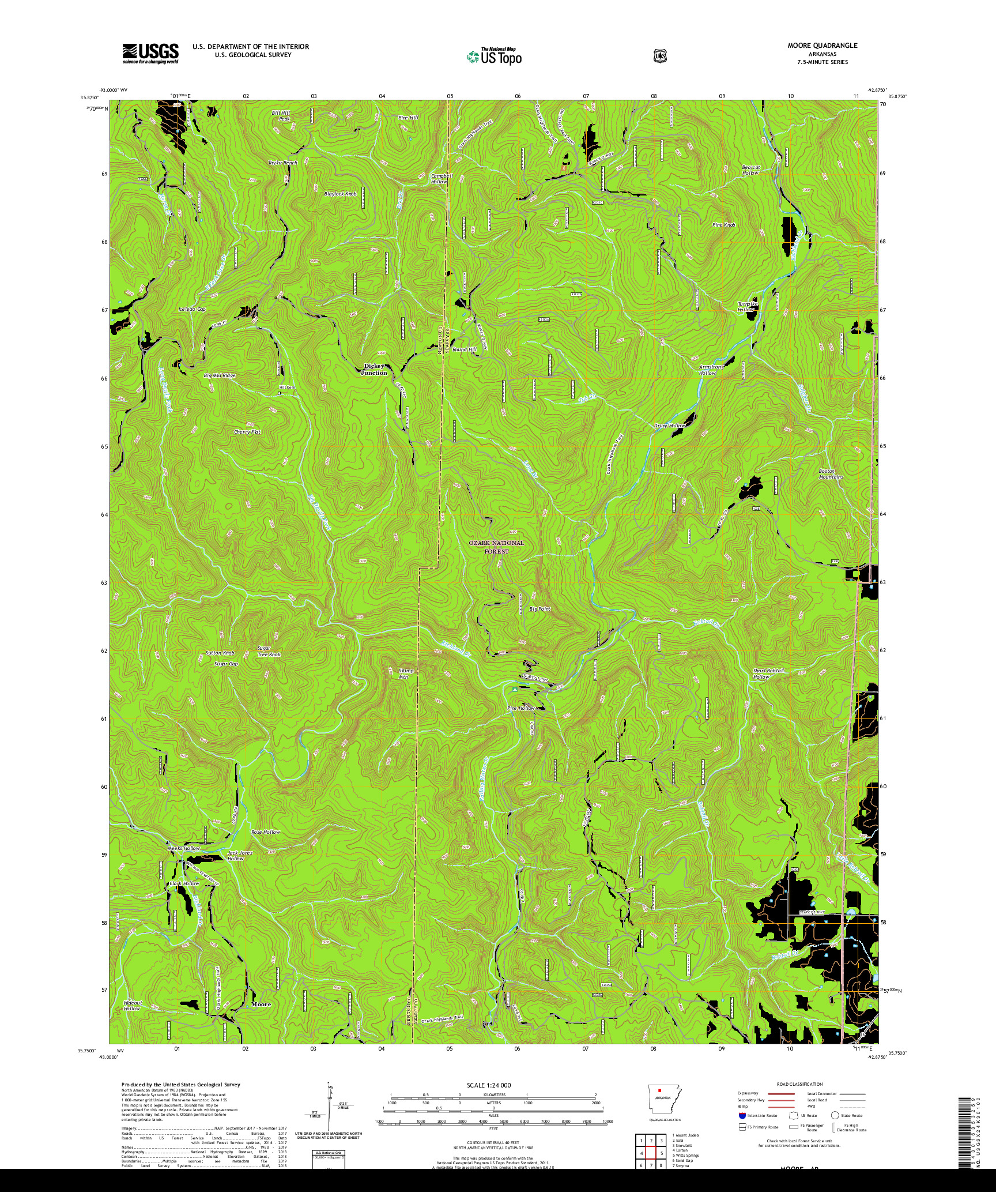 USGS US TOPO 7.5-MINUTE MAP FOR MOORE, AR 2020