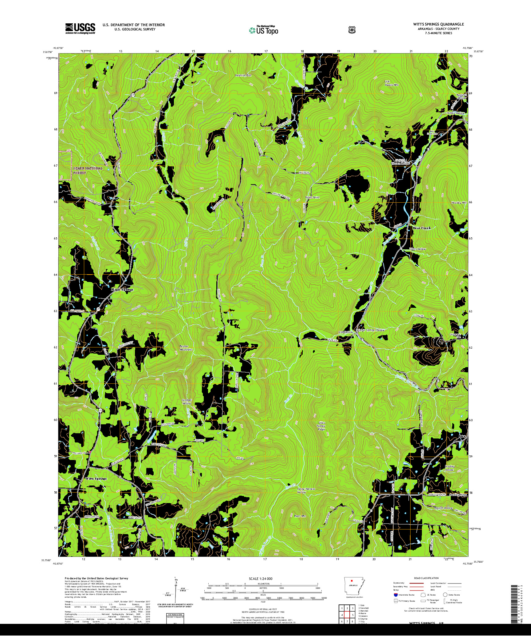 USGS US TOPO 7.5-MINUTE MAP FOR WITTS SPRINGS, AR 2020