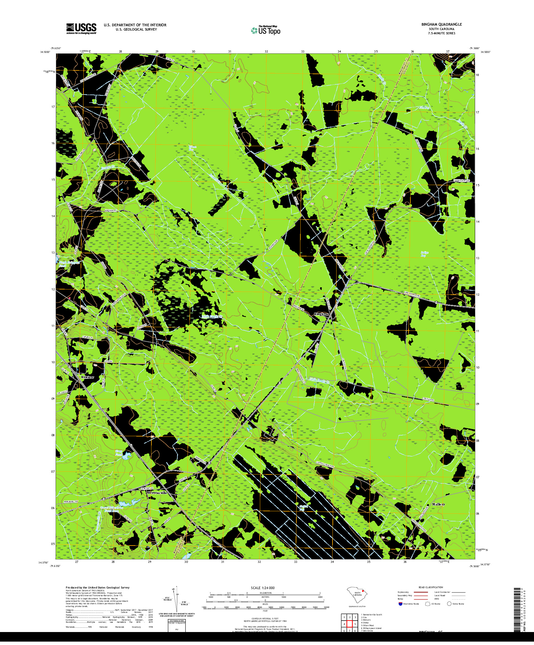 USGS US TOPO 7.5-MINUTE MAP FOR BINGHAM, SC 2020