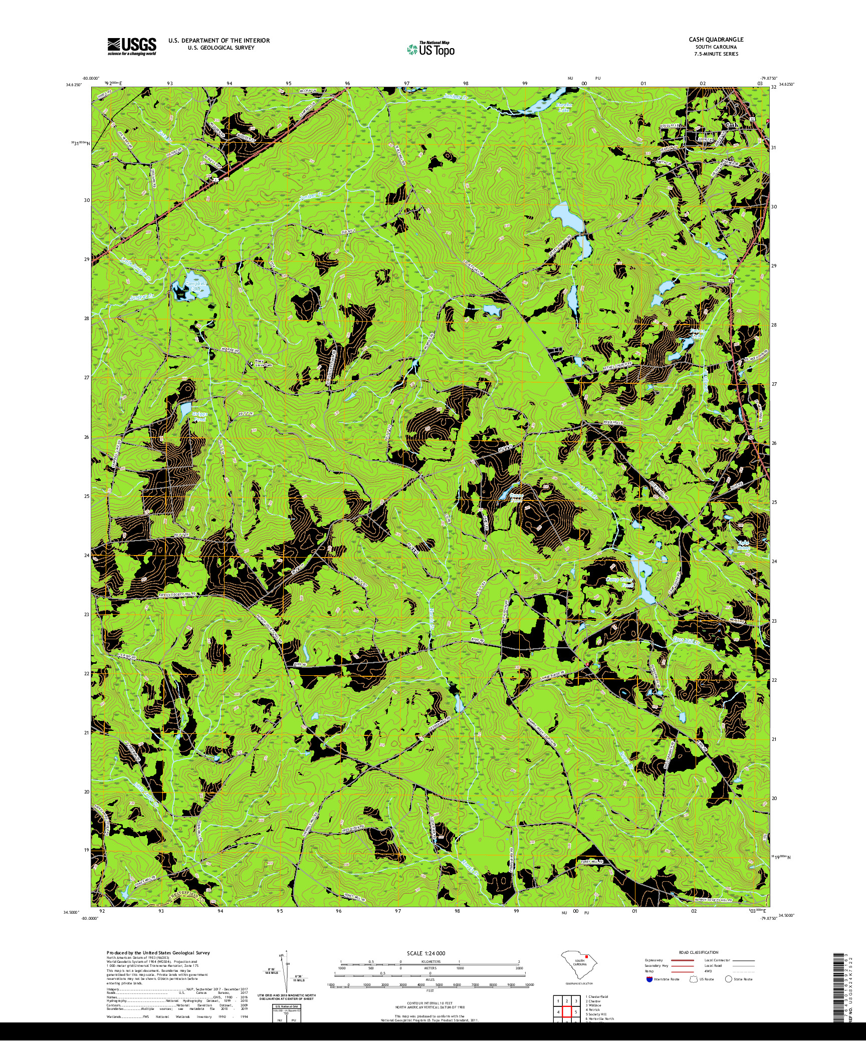 USGS US TOPO 7.5-MINUTE MAP FOR CASH, SC 2020