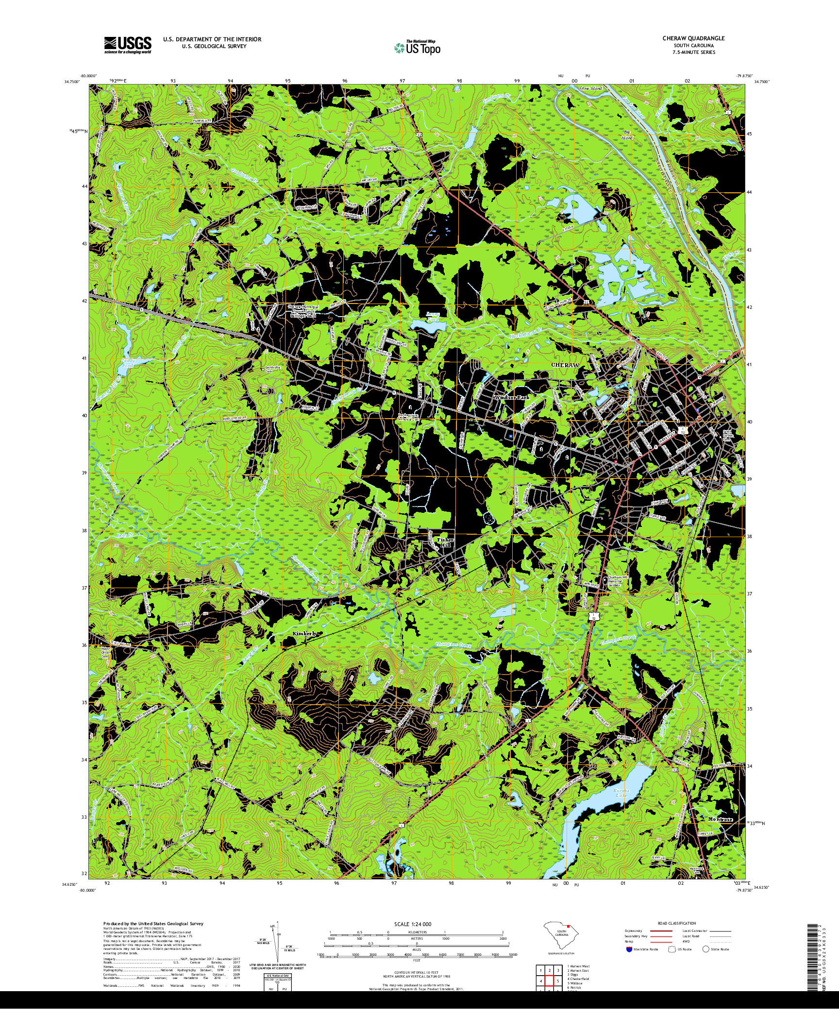 USGS US TOPO 7.5-MINUTE MAP FOR CHERAW, SC 2020