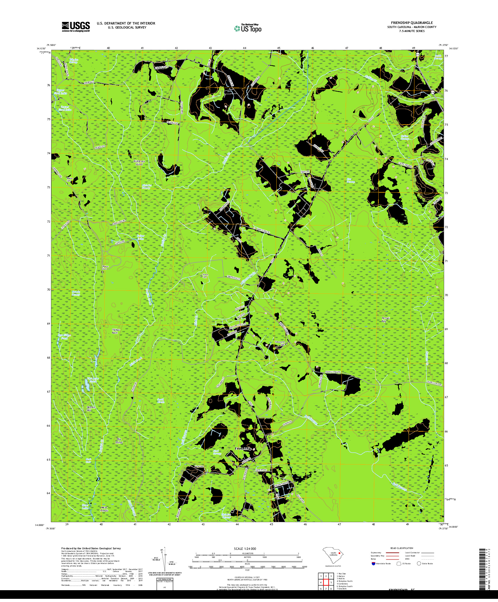 USGS US TOPO 7.5-MINUTE MAP FOR FRIENDSHIP, SC 2020