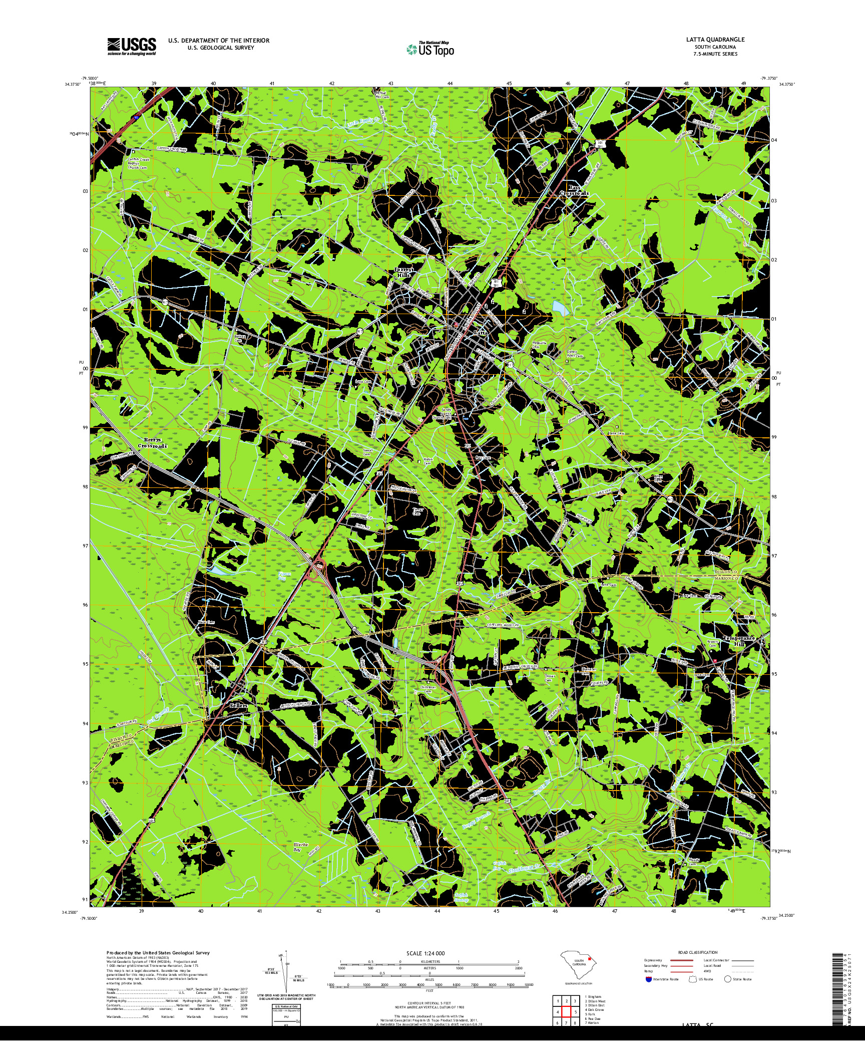 USGS US TOPO 7.5-MINUTE MAP FOR LATTA, SC 2020