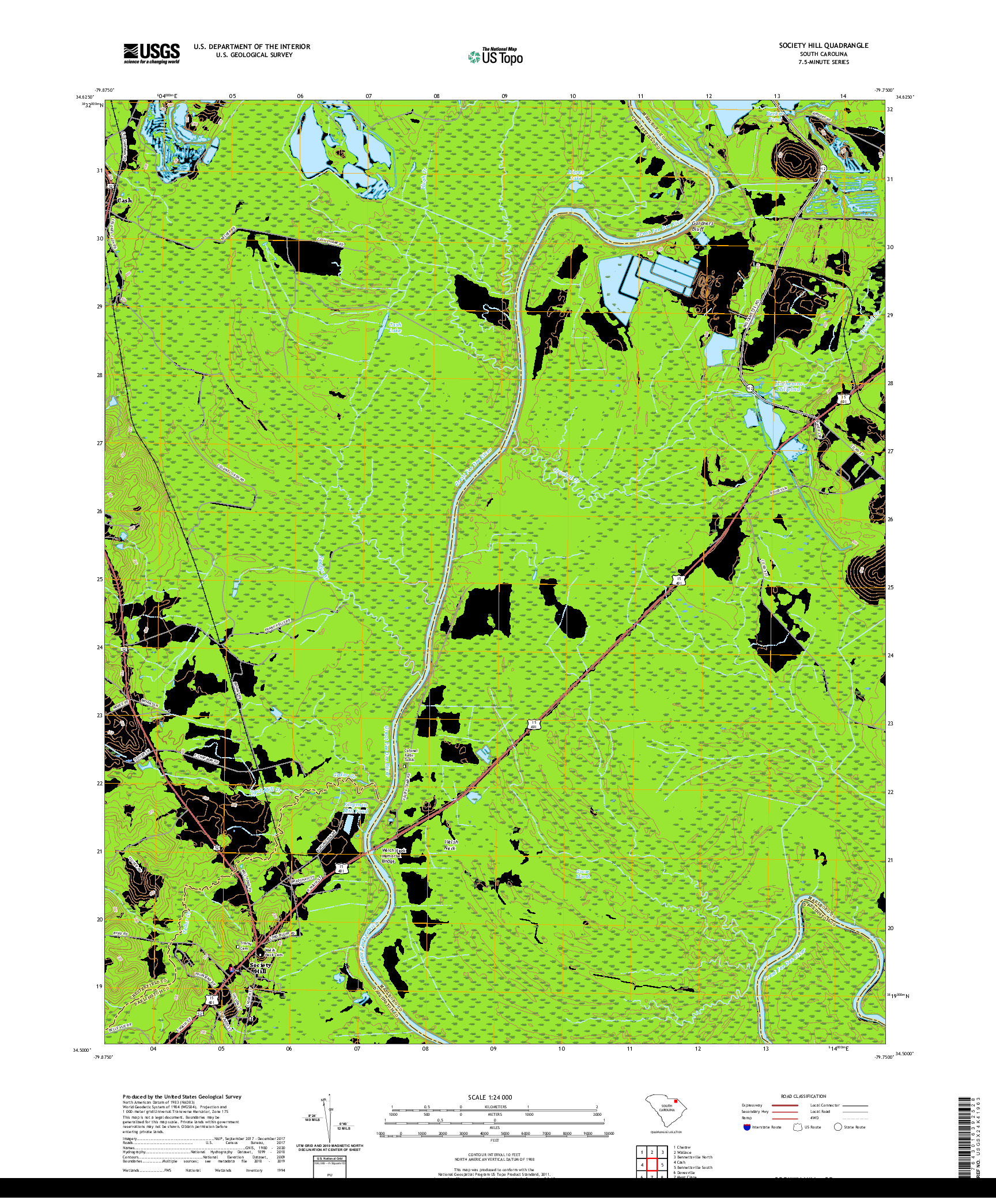 USGS US TOPO 7.5-MINUTE MAP FOR SOCIETY HILL, SC 2020