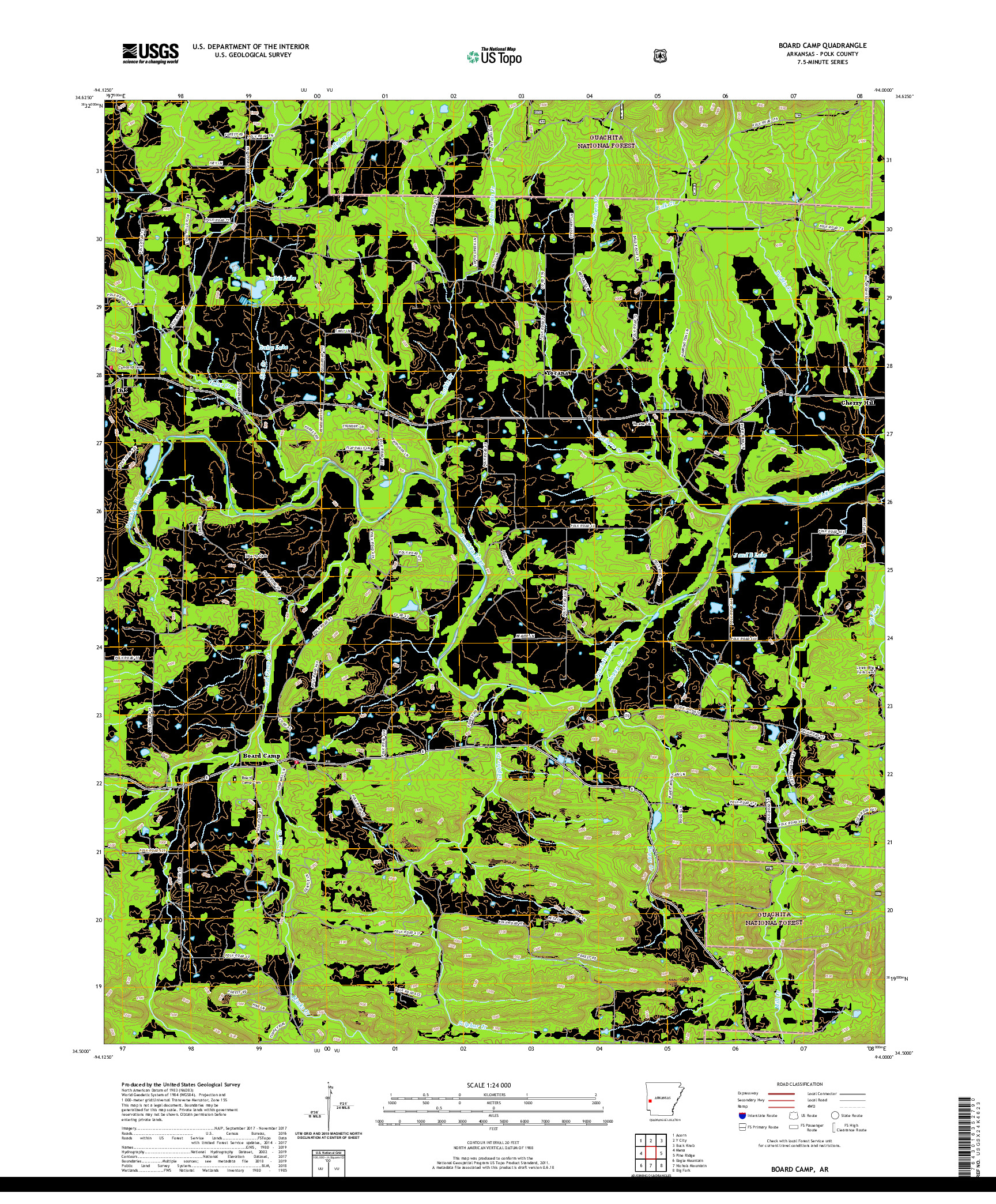 USGS US TOPO 7.5-MINUTE MAP FOR BOARD CAMP, AR 2020